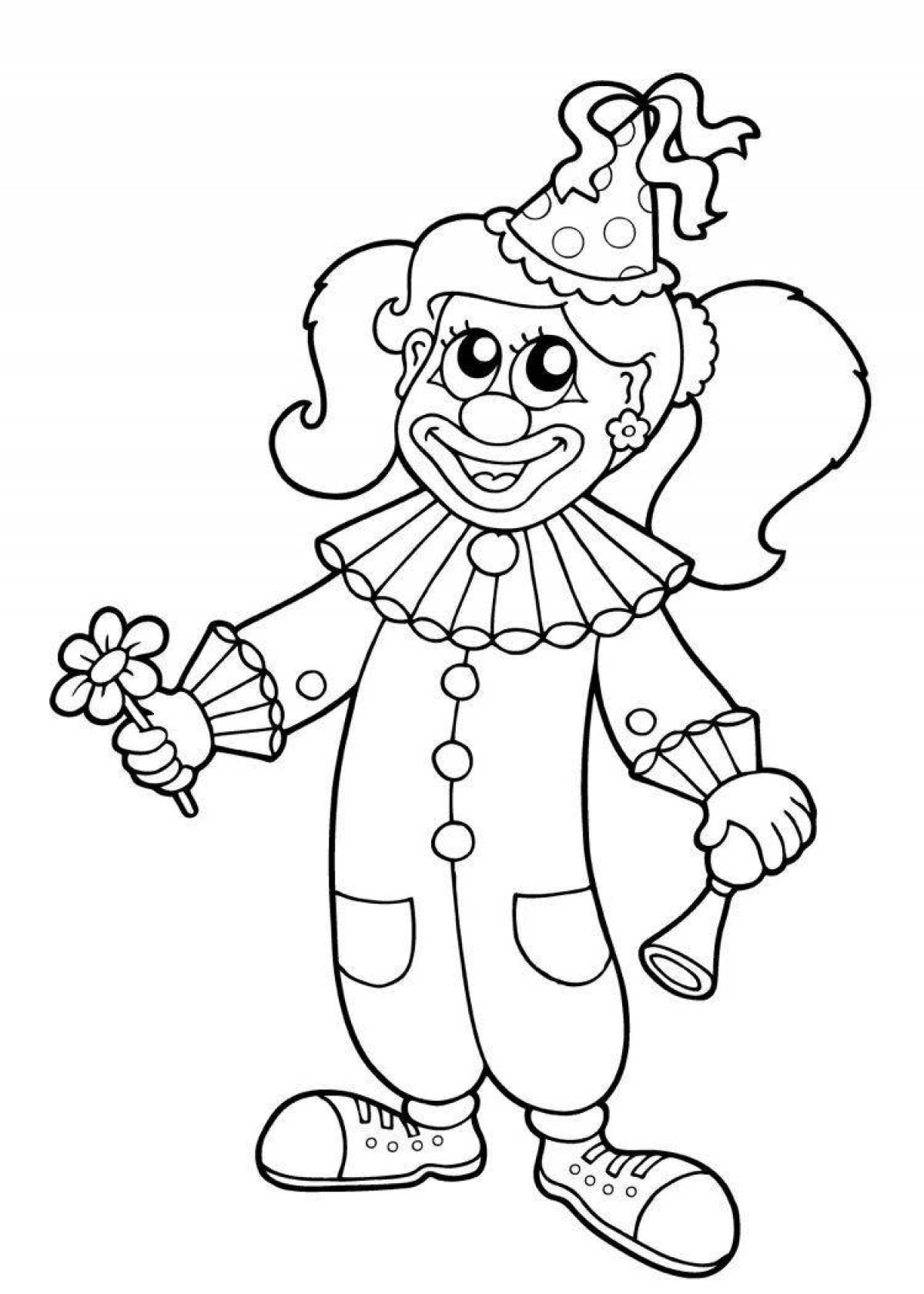 Friendly funny clown coloring book for kids