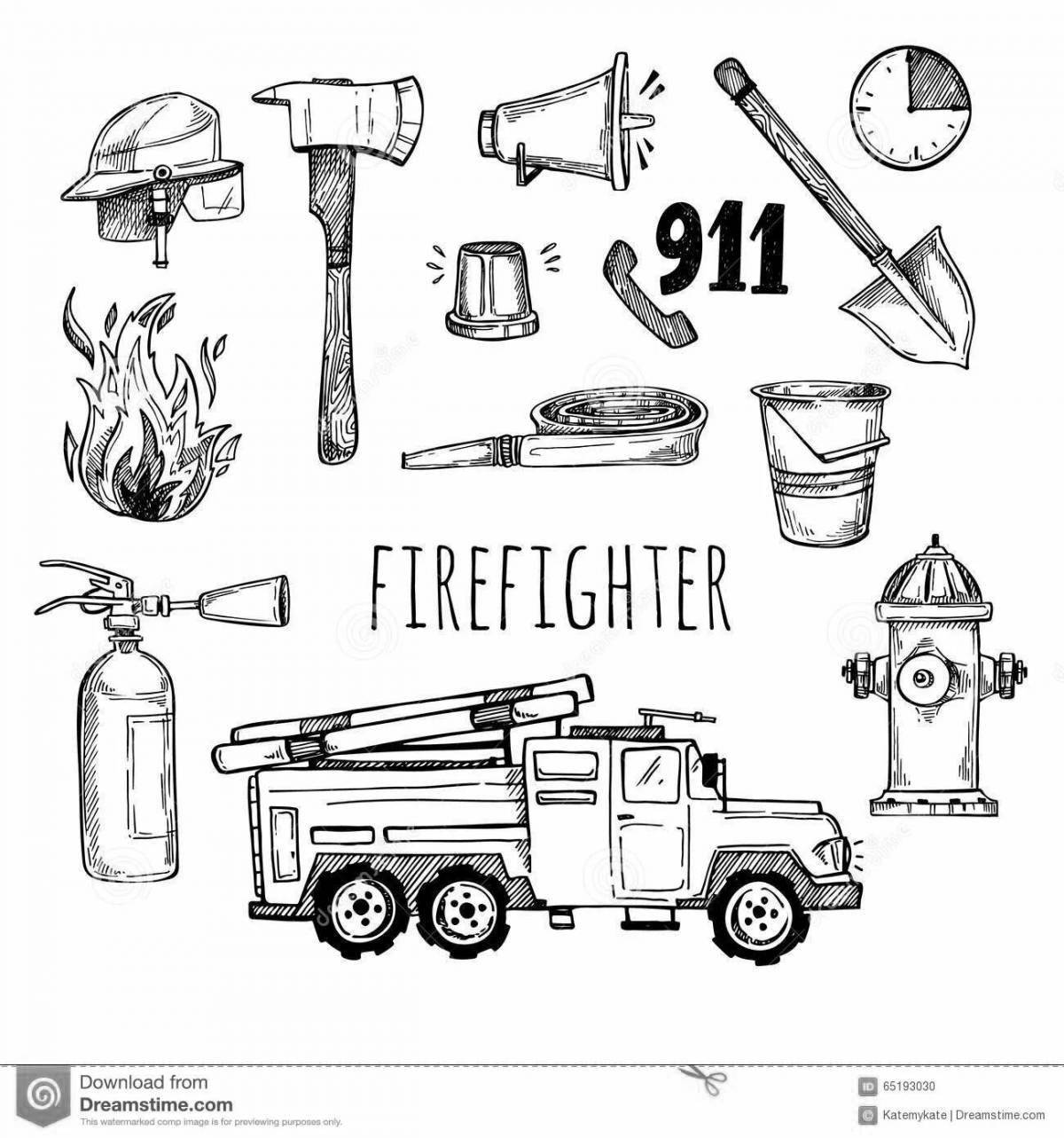 Coloring bright fire shield for kids