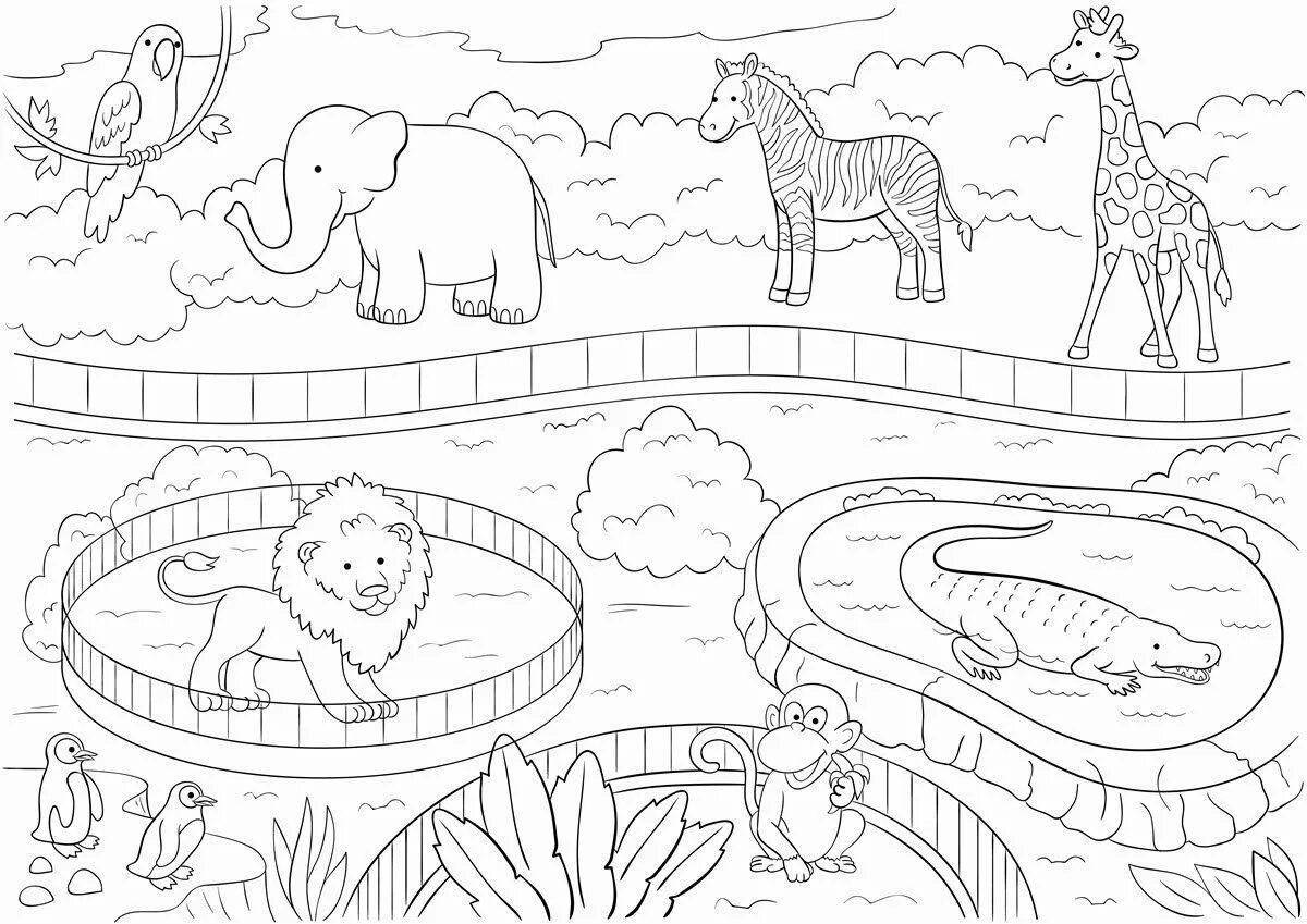Photo Colorful zoo animal coloring page