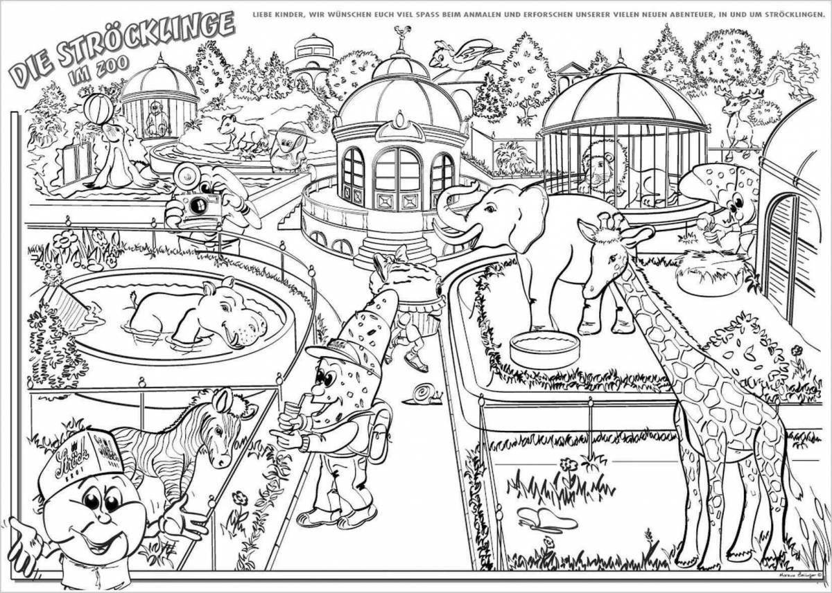 Creative zoo animal coloring page
