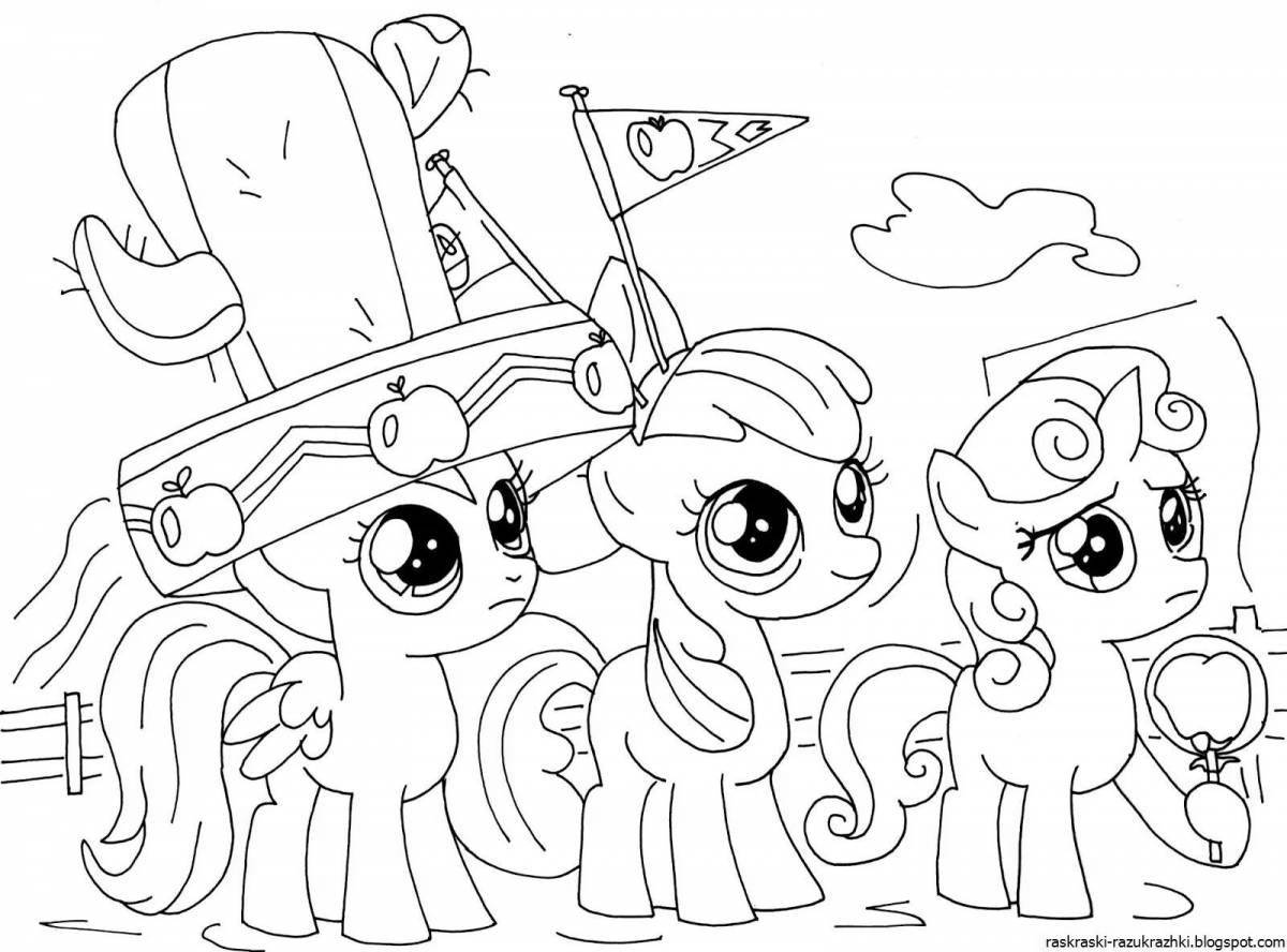 Joyful pony coloring for girls