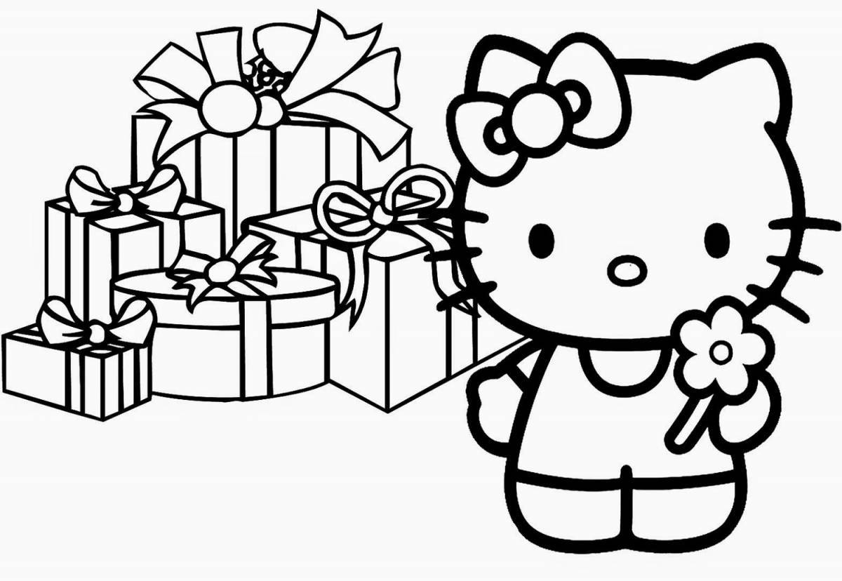 Hello kitty holiday coloring page