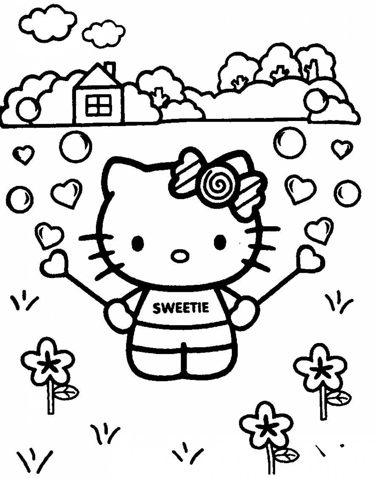 Выдающаяся страница раскраски hello kitty