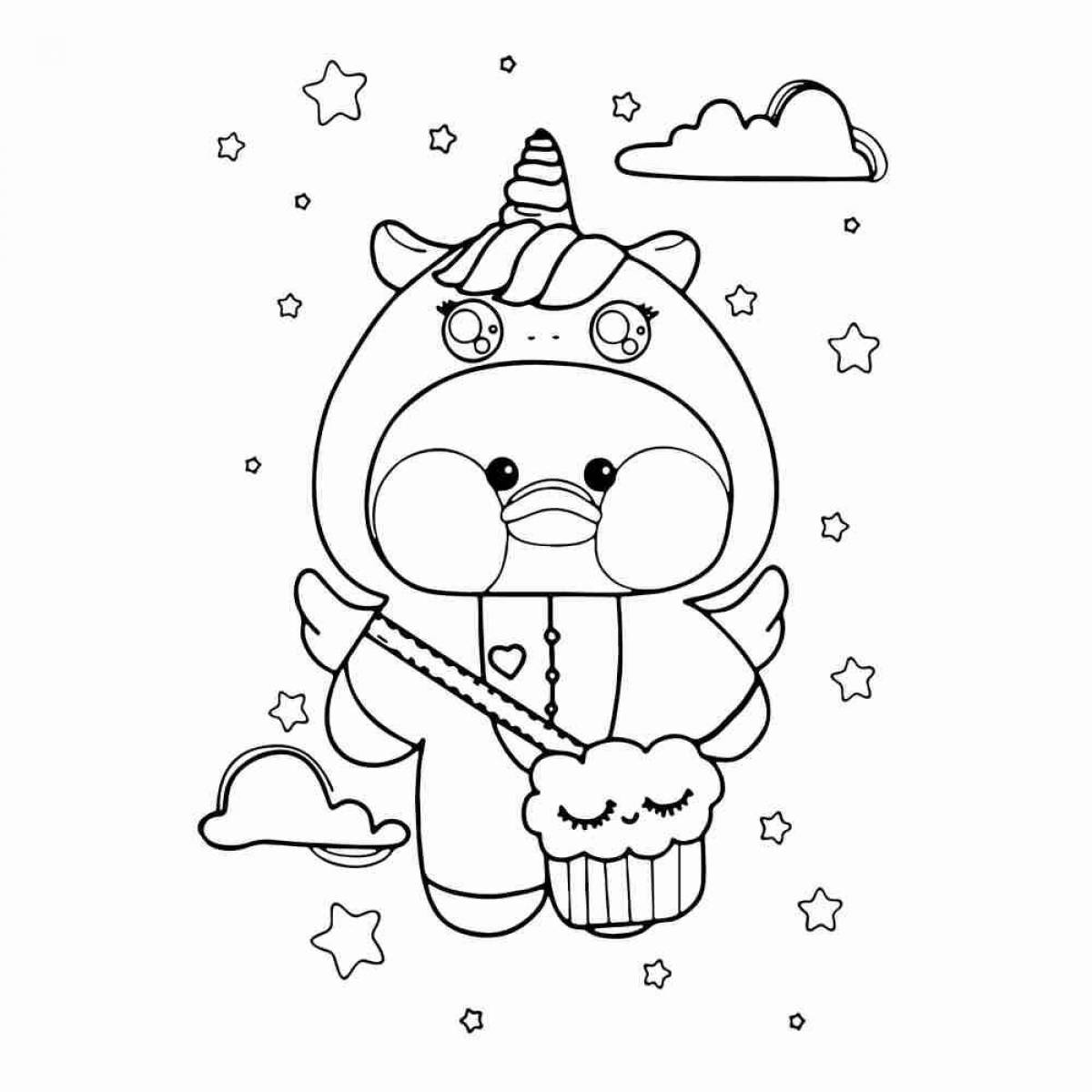 Lalafanfan happy duck coloring page
