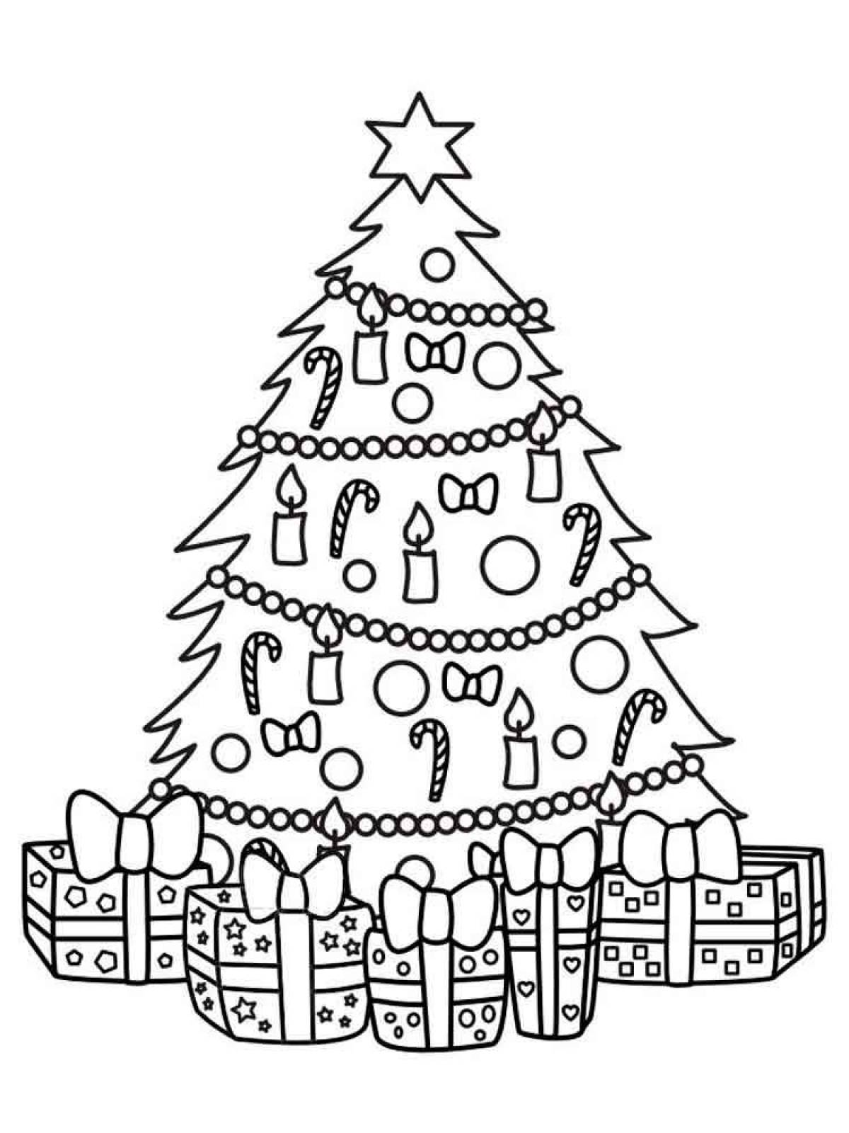 Праздничная раскраска рождественская елка