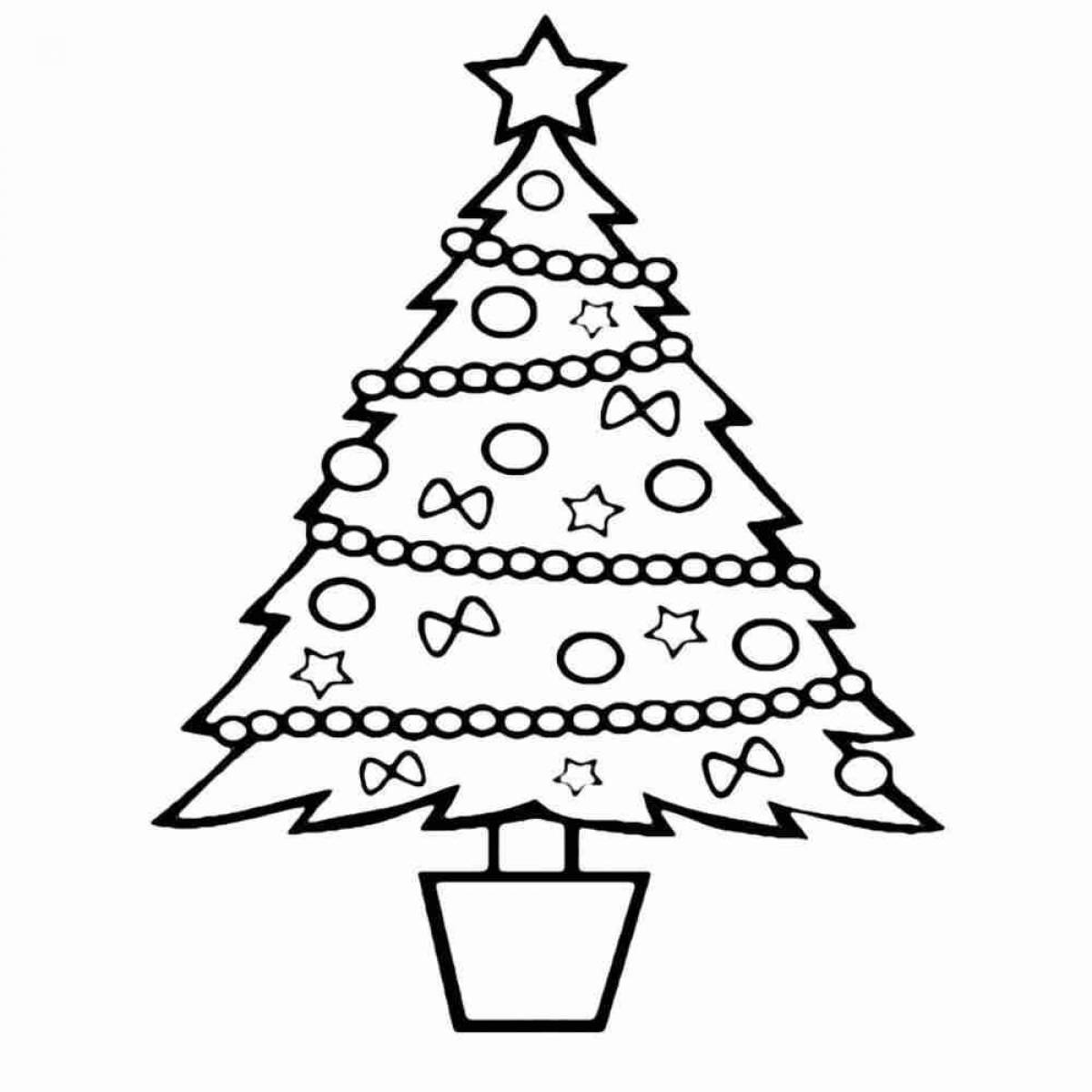 Colorful Christmas tree coloring book