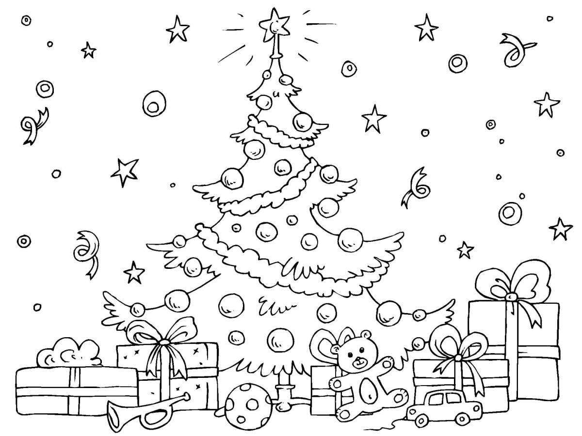 Beautiful Christmas tree coloring book