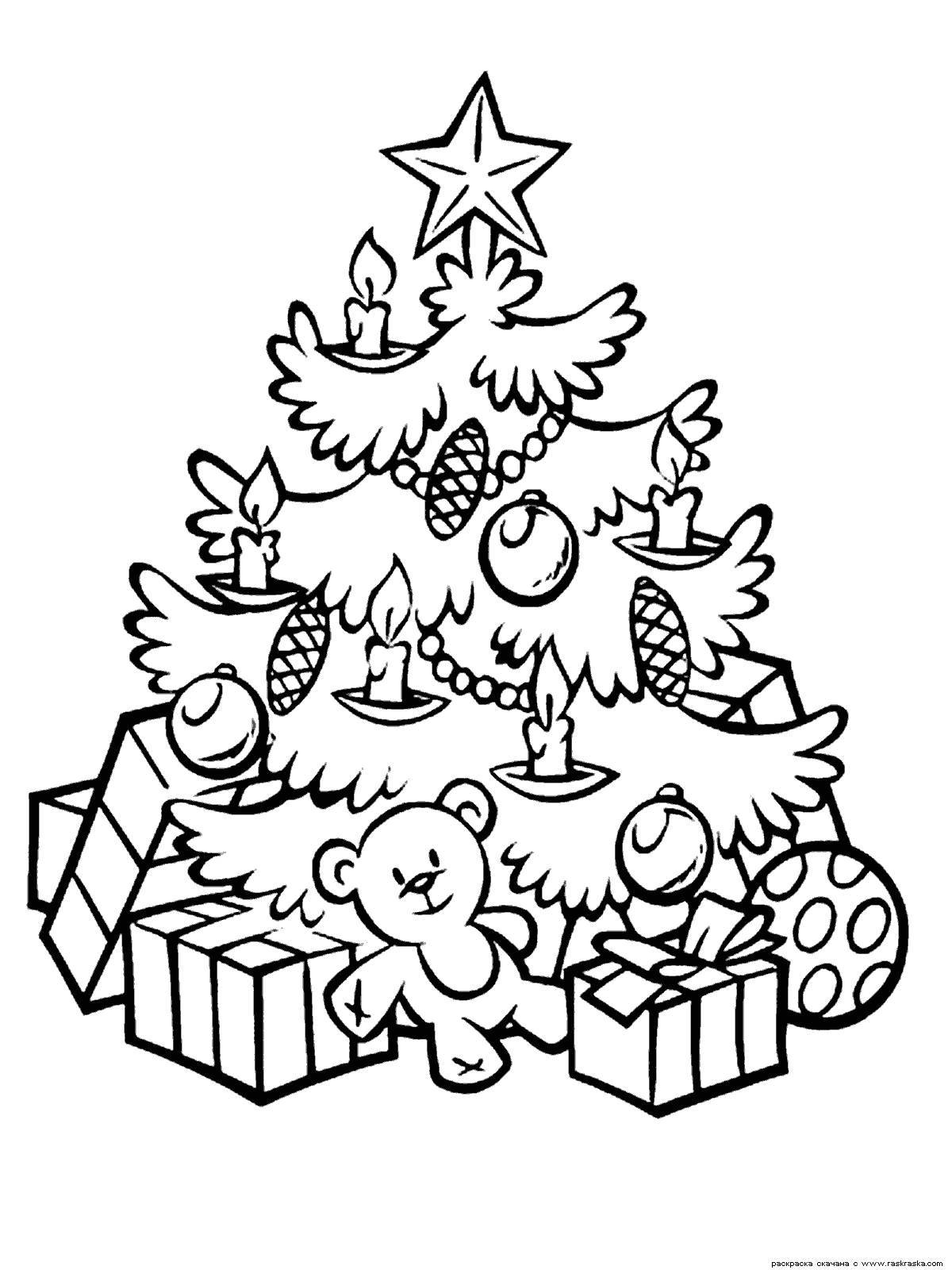 Веселая раскраска рождественская елка