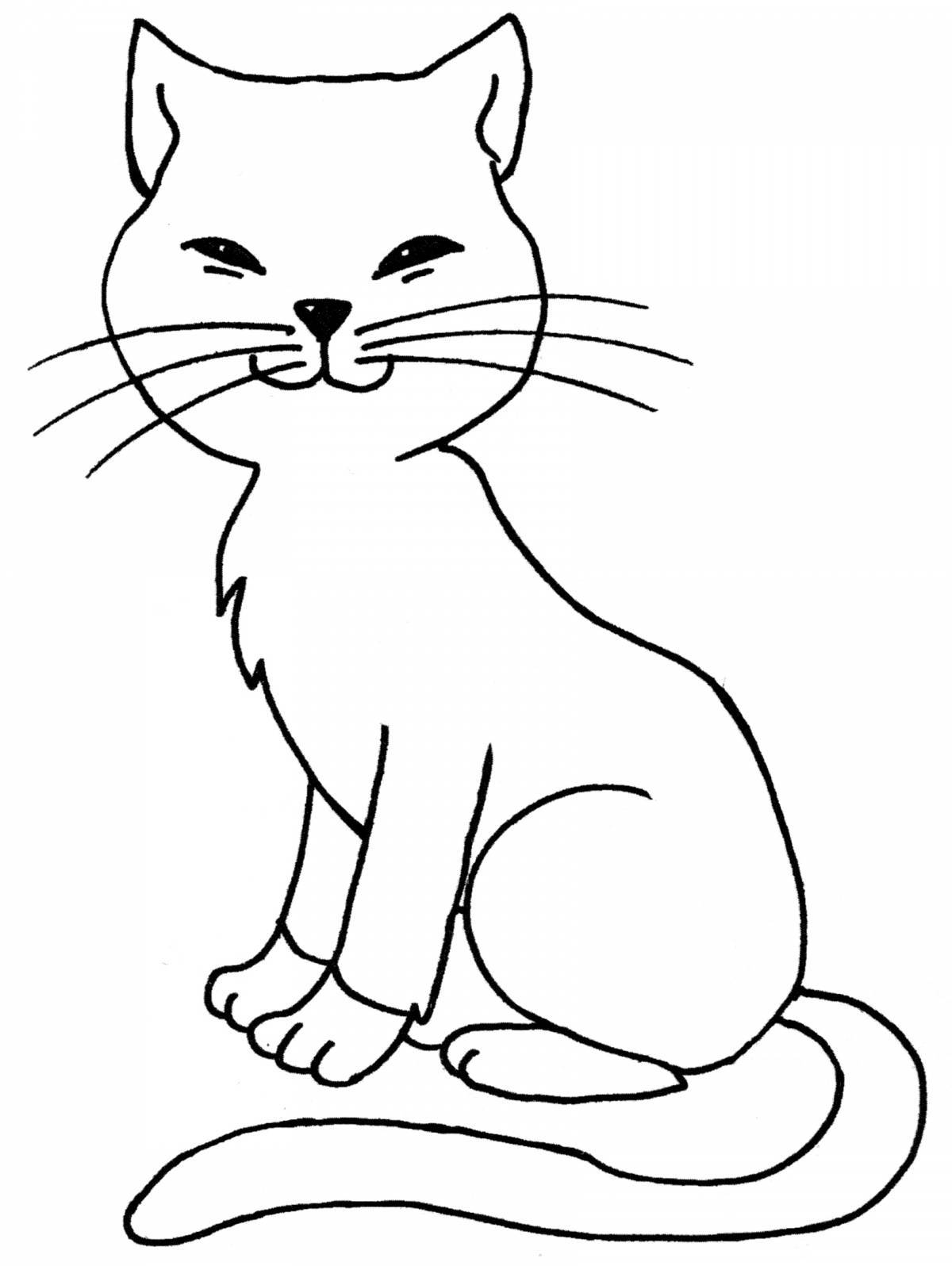 Любознательная раскраска кошка