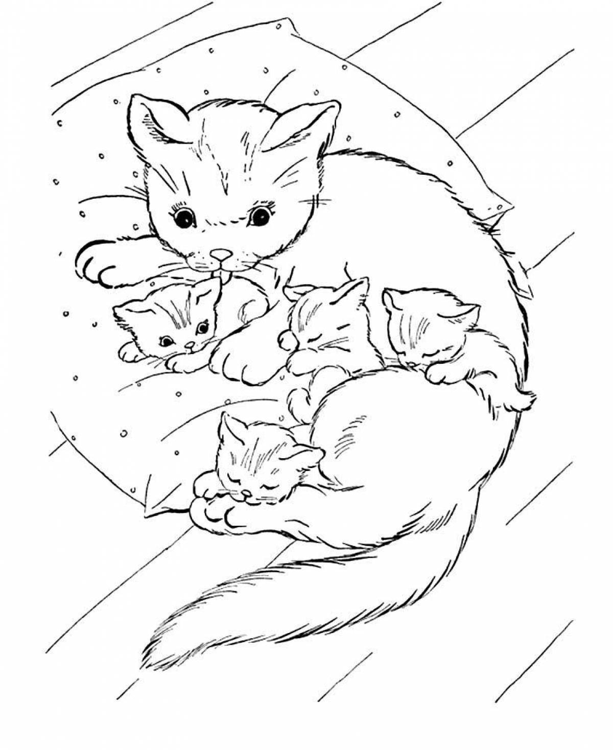 Joyful kitty coloring book