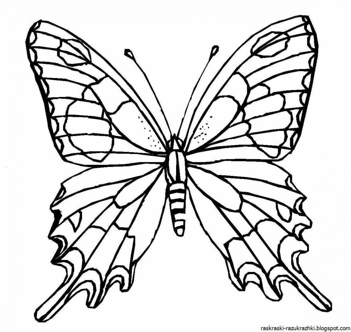 Яркая бабочка-раскраска