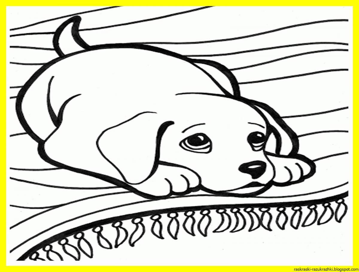 Sniffing dog coloring book