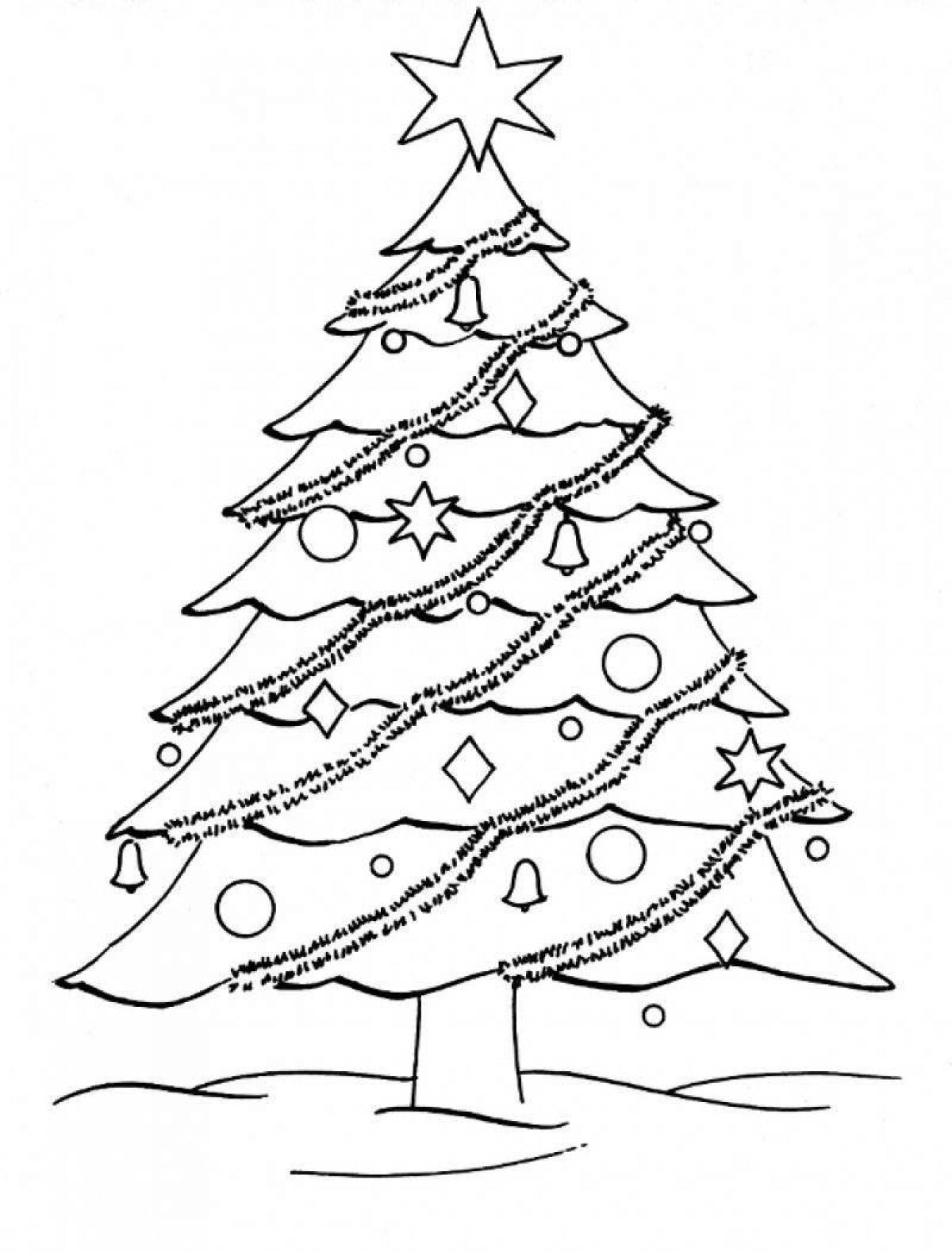 Fine Christmas tree coloring page