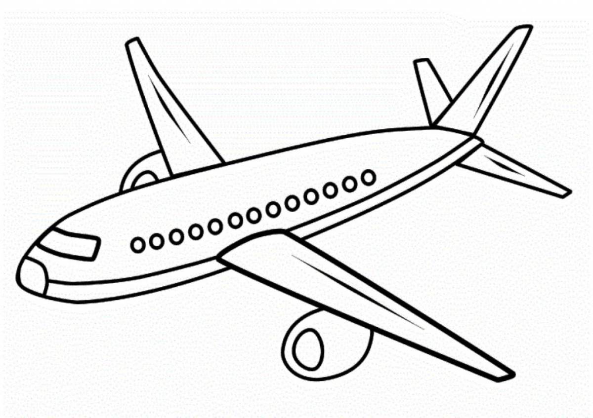 Fancy plane coloring page