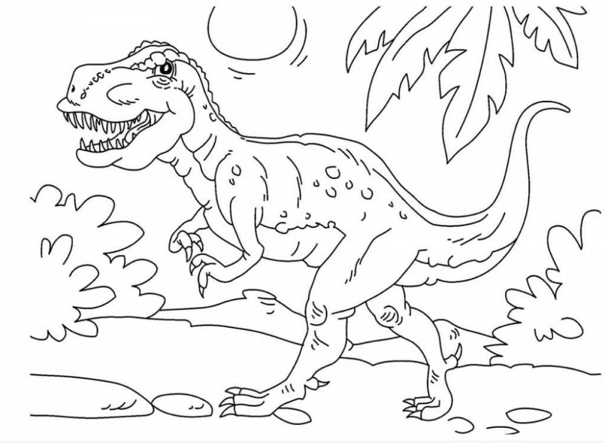 Мультяшная раскраска динозавр