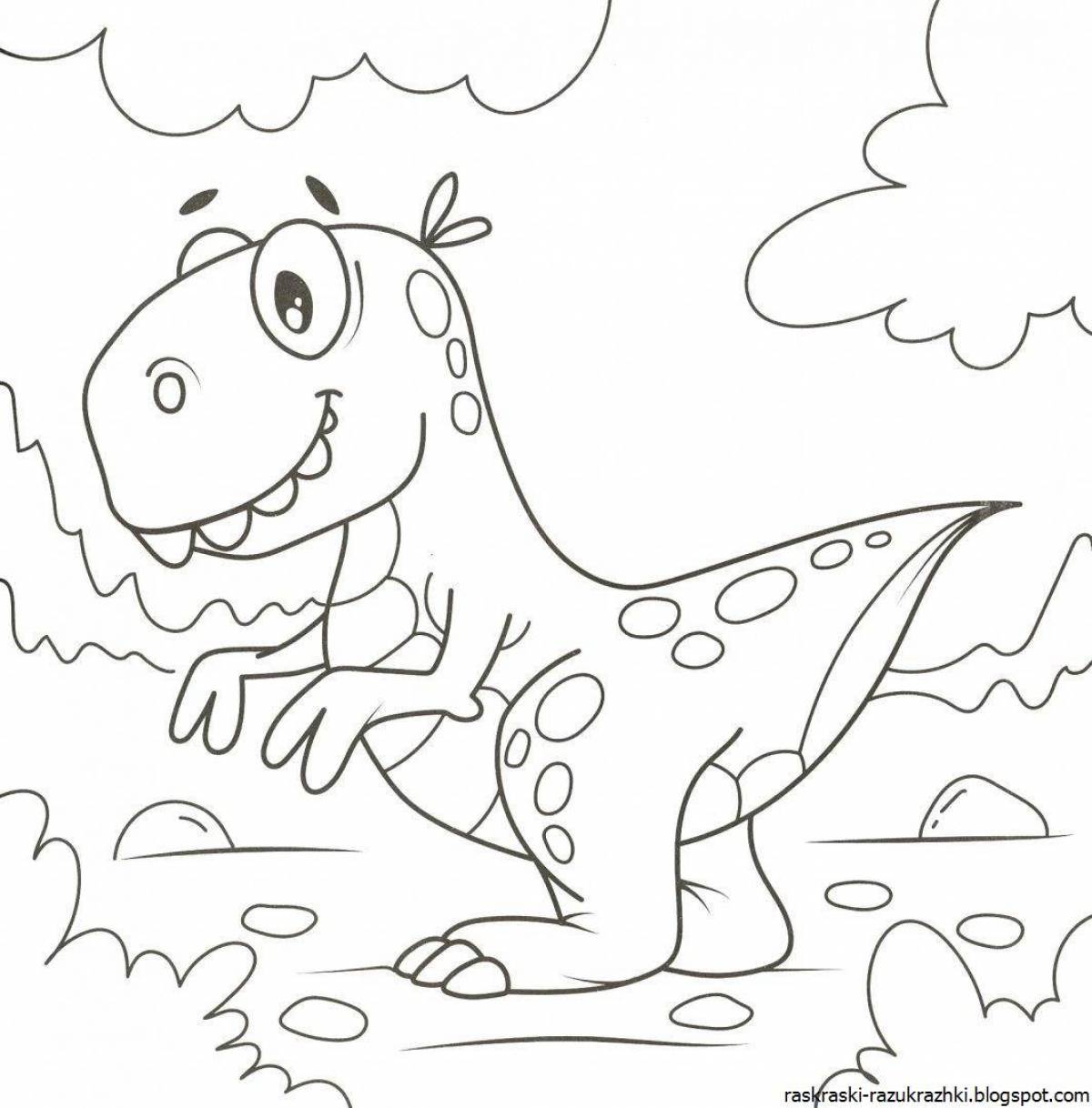 Веселая раскраска динозавр