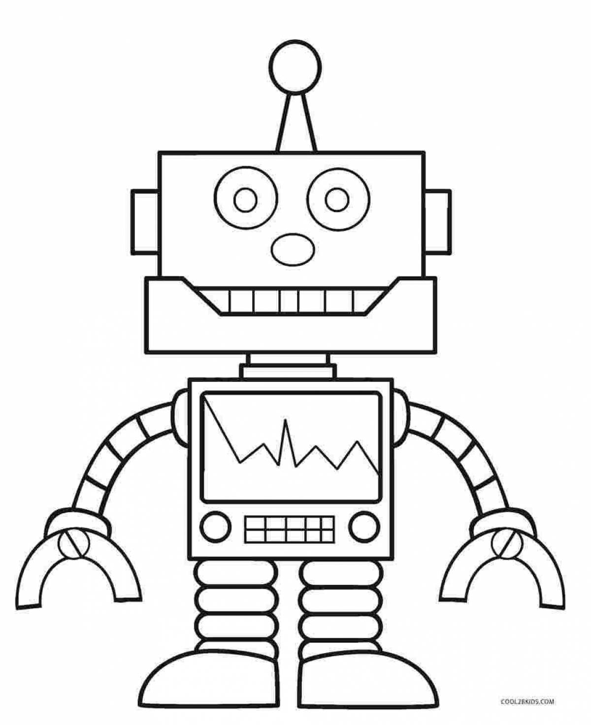 Playful robot coloring page