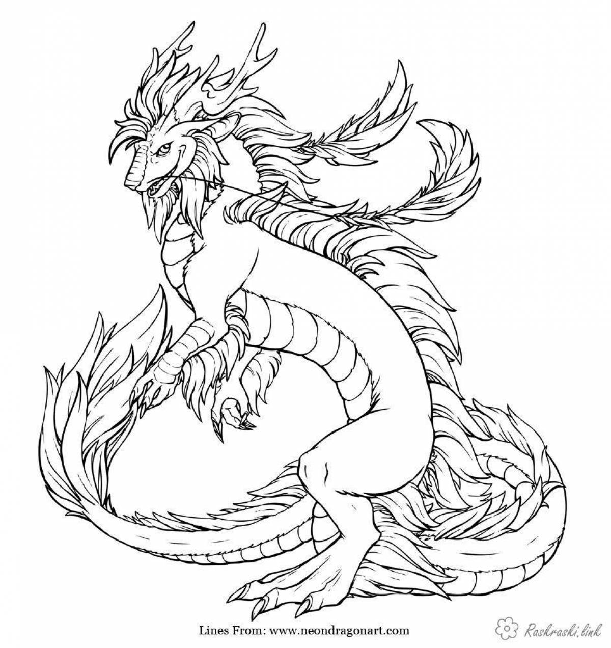 Decorated dragon coloring page
