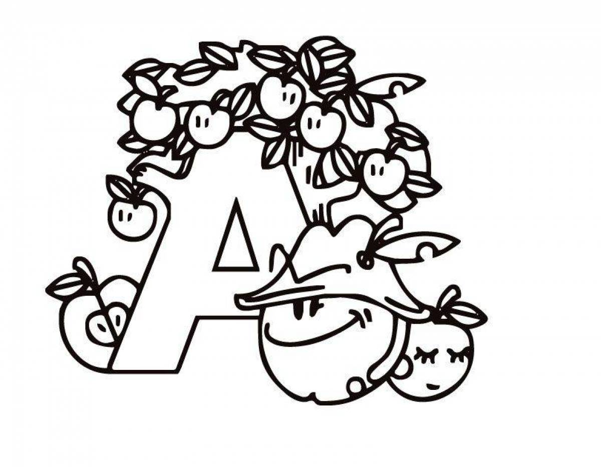 Funny alphabet coloring page