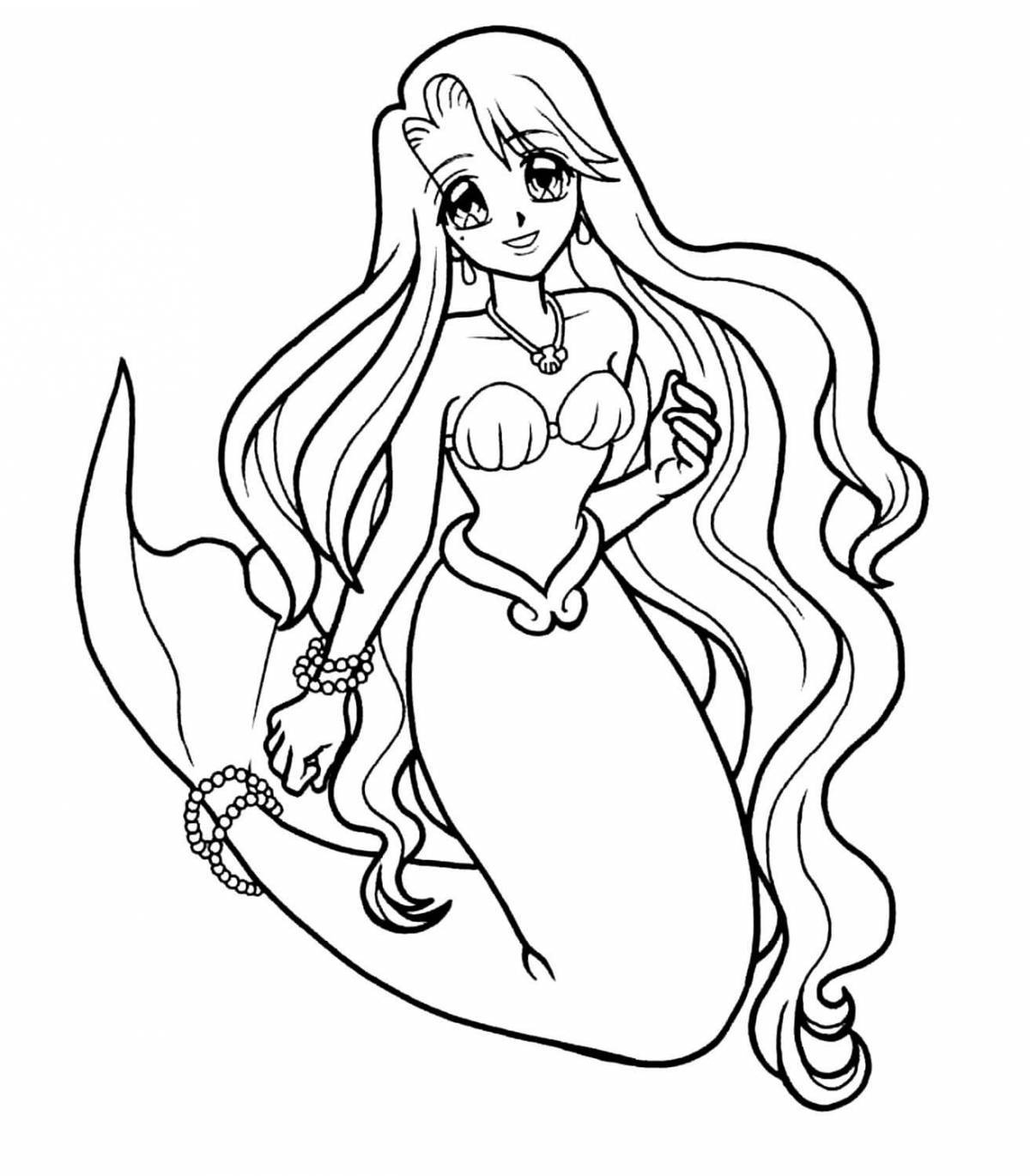 Serene coloring mermaid