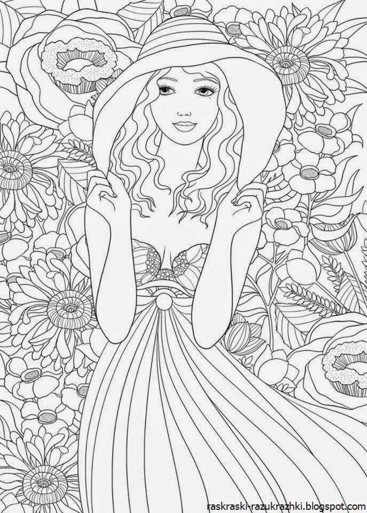 Large coloring beautiful page
