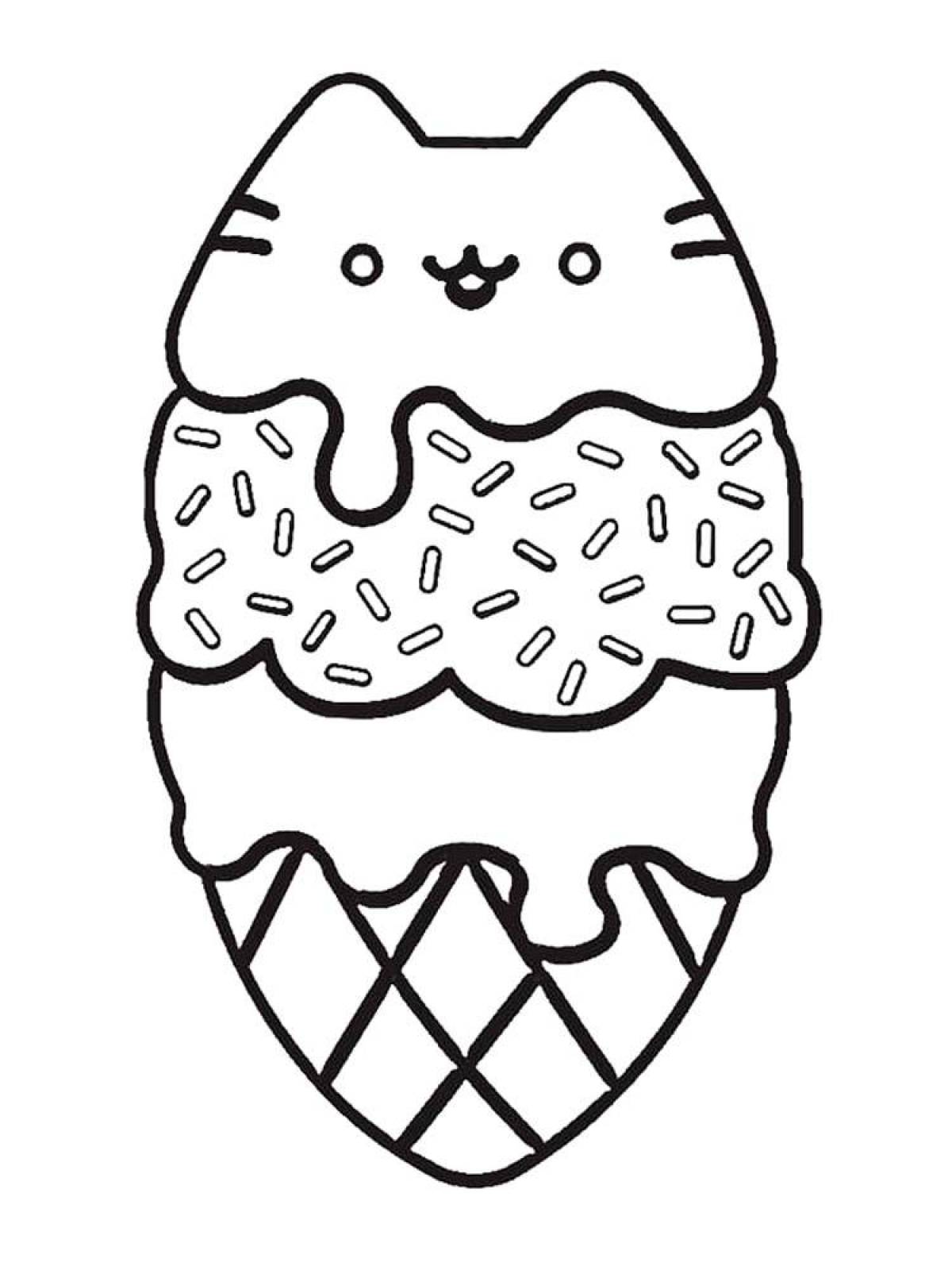 Pusheen Multicolored Adventure Coloring Page