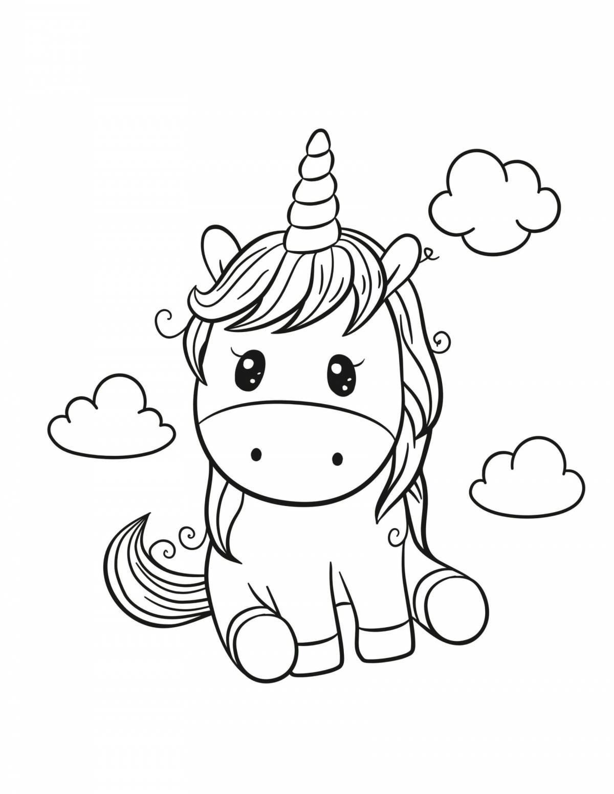 Fancy unicorn coloring book for kids