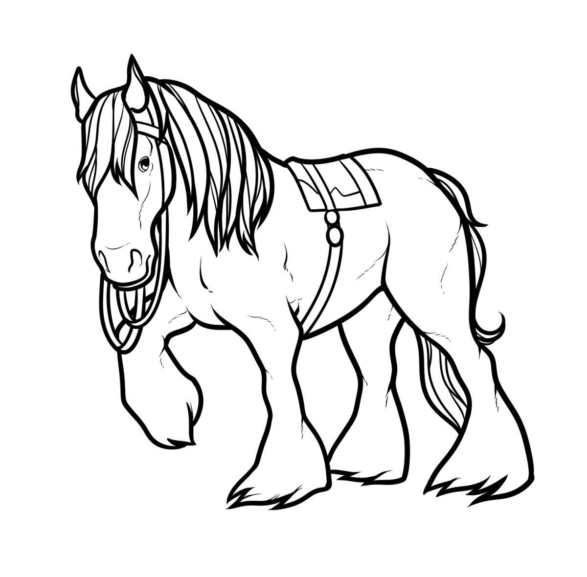 Величественная пятнистая серая раскраска лошадь