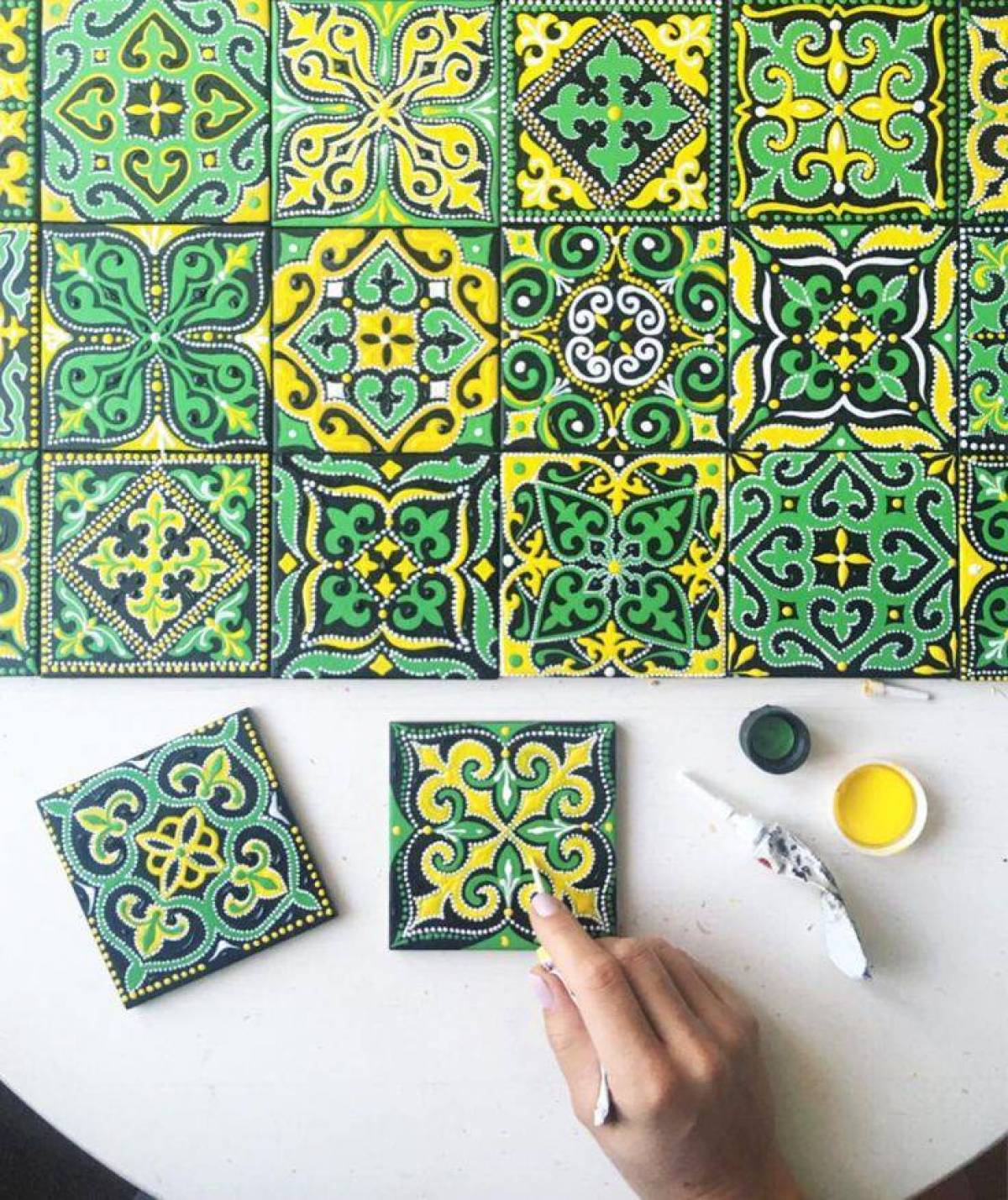 Colorful ceramic tiles coloring book