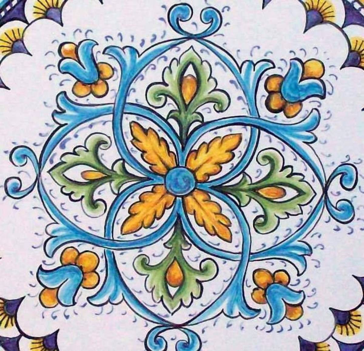 Intricate ceramic tile coloring