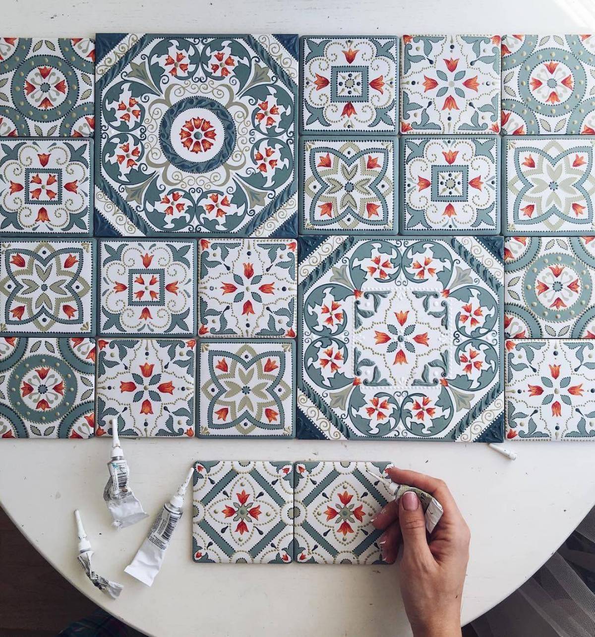 Coloring page charming ceramic tiles