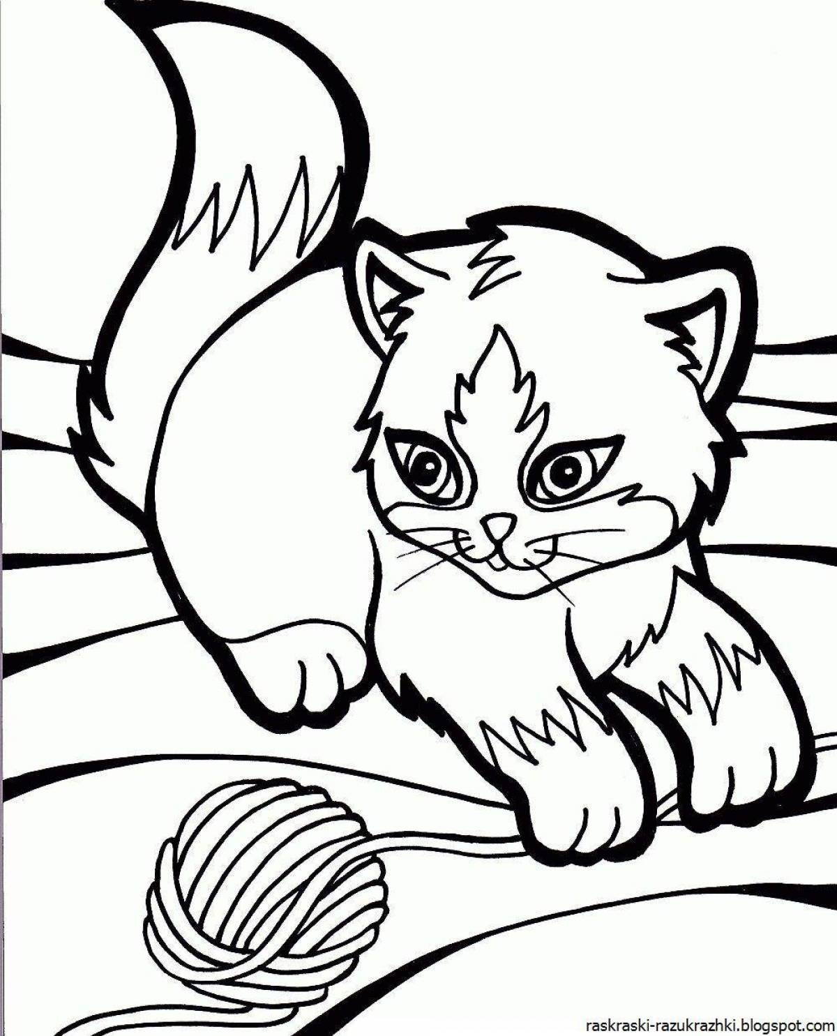 Colorful kitty coloring book