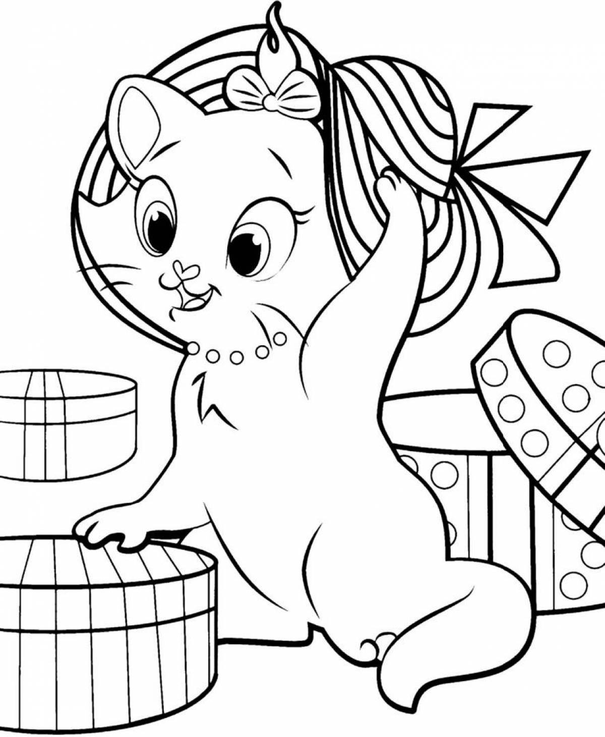 Furry kitty coloring book