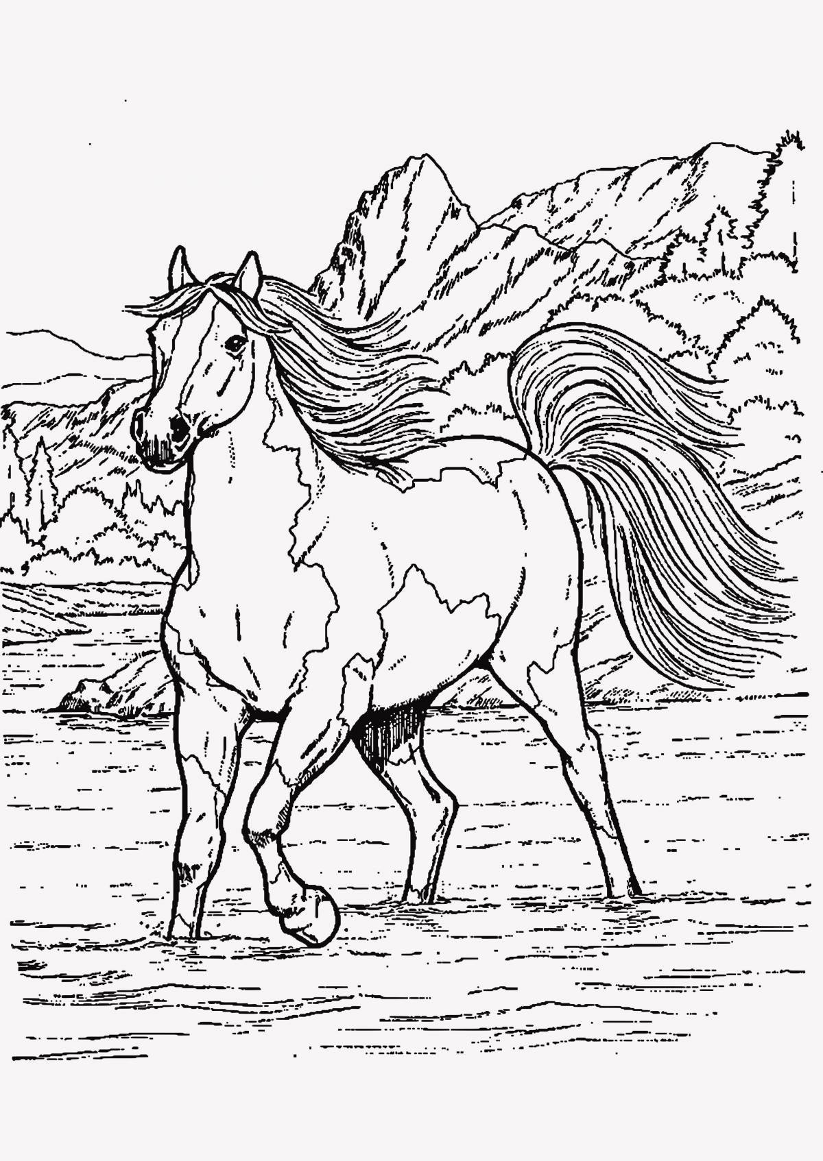 Свирепая лошадь-раскраска