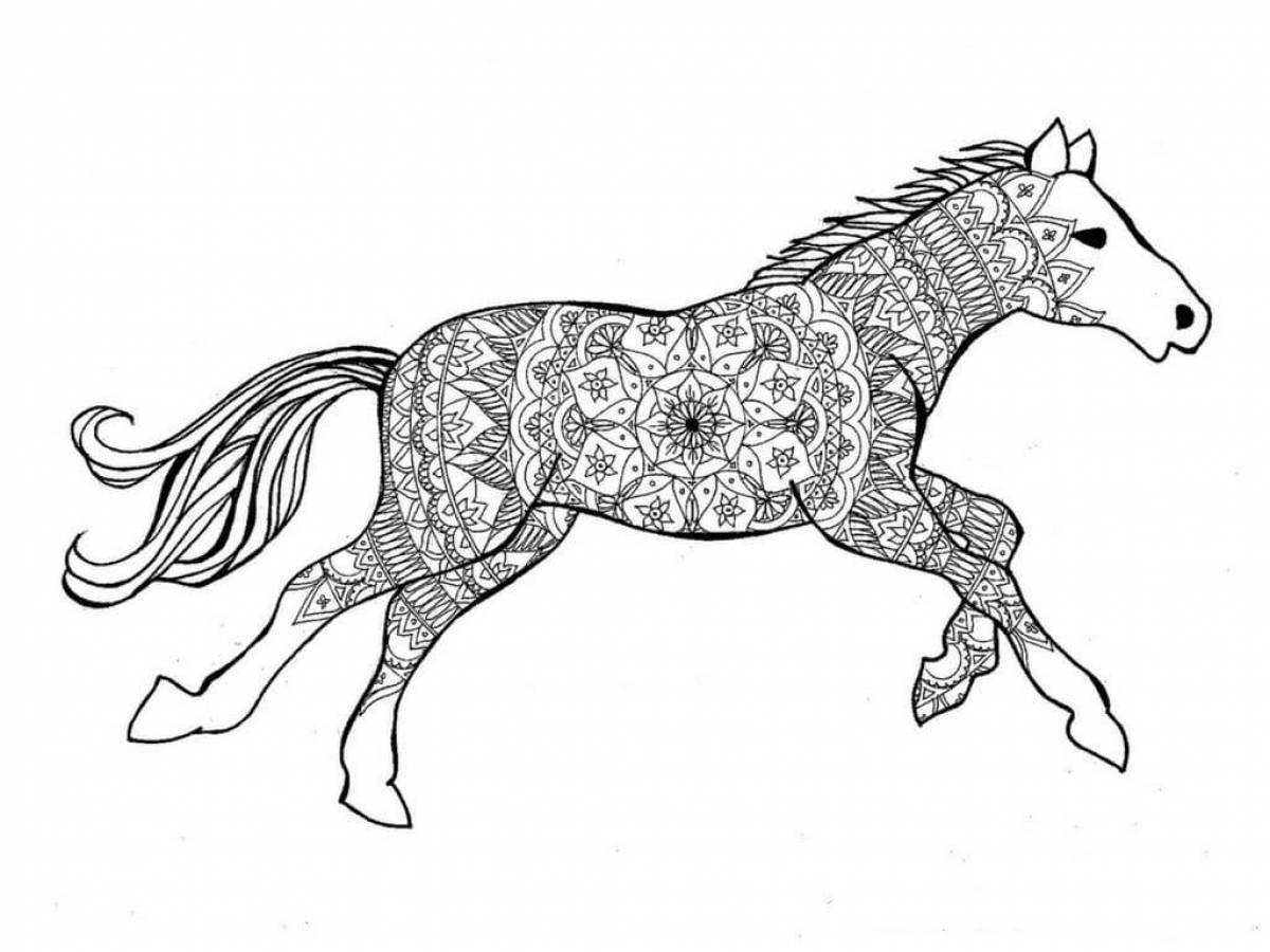 Буйная раскраска лошадь