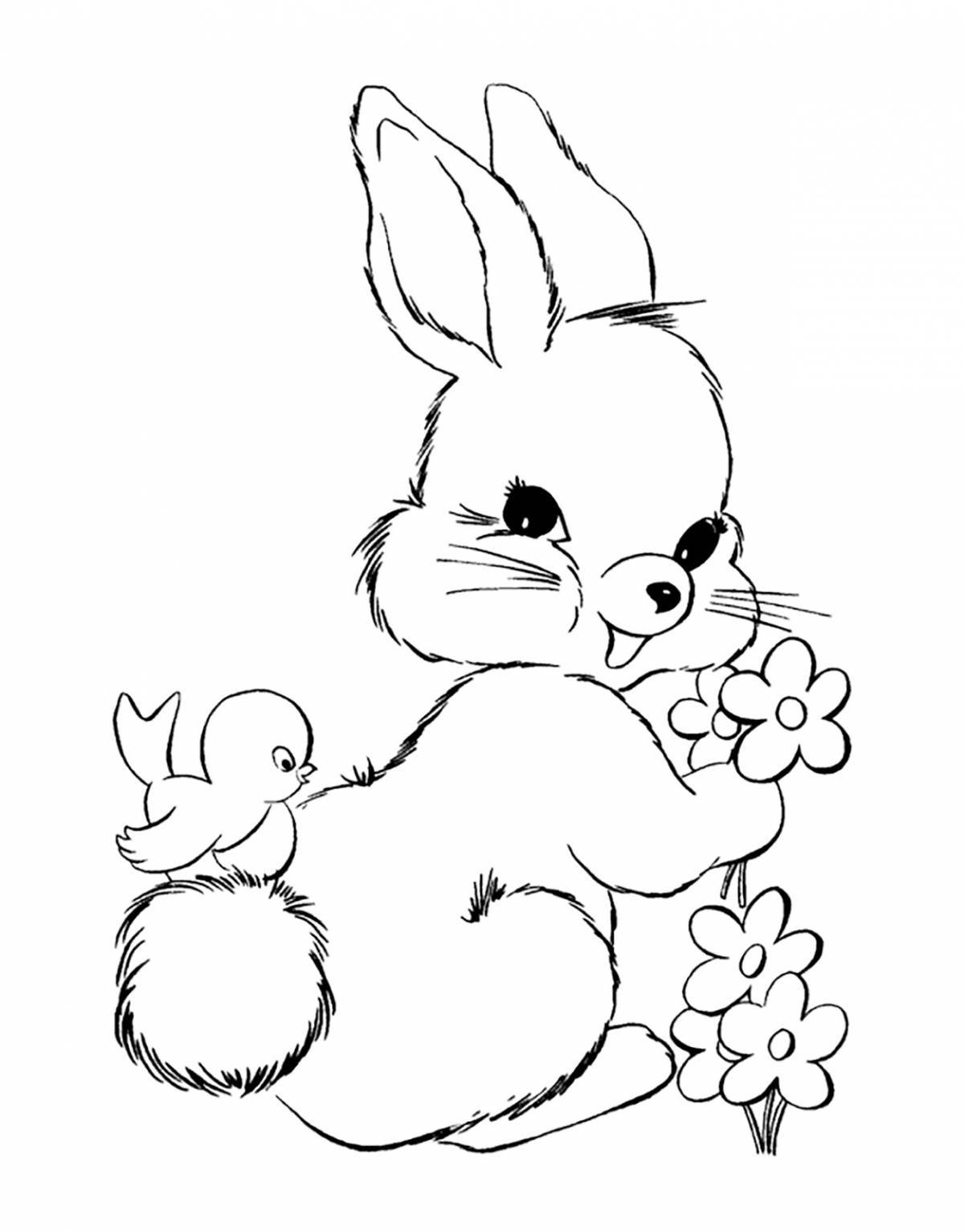 Ушастый кролик-раскраска