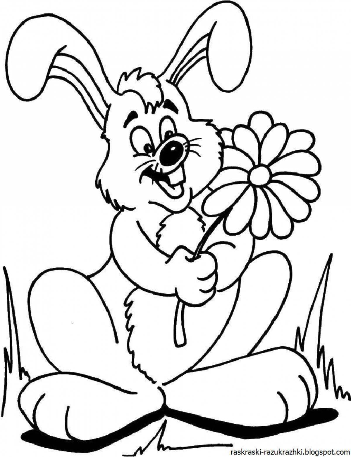 Кролик-раскраска с длинными усами
