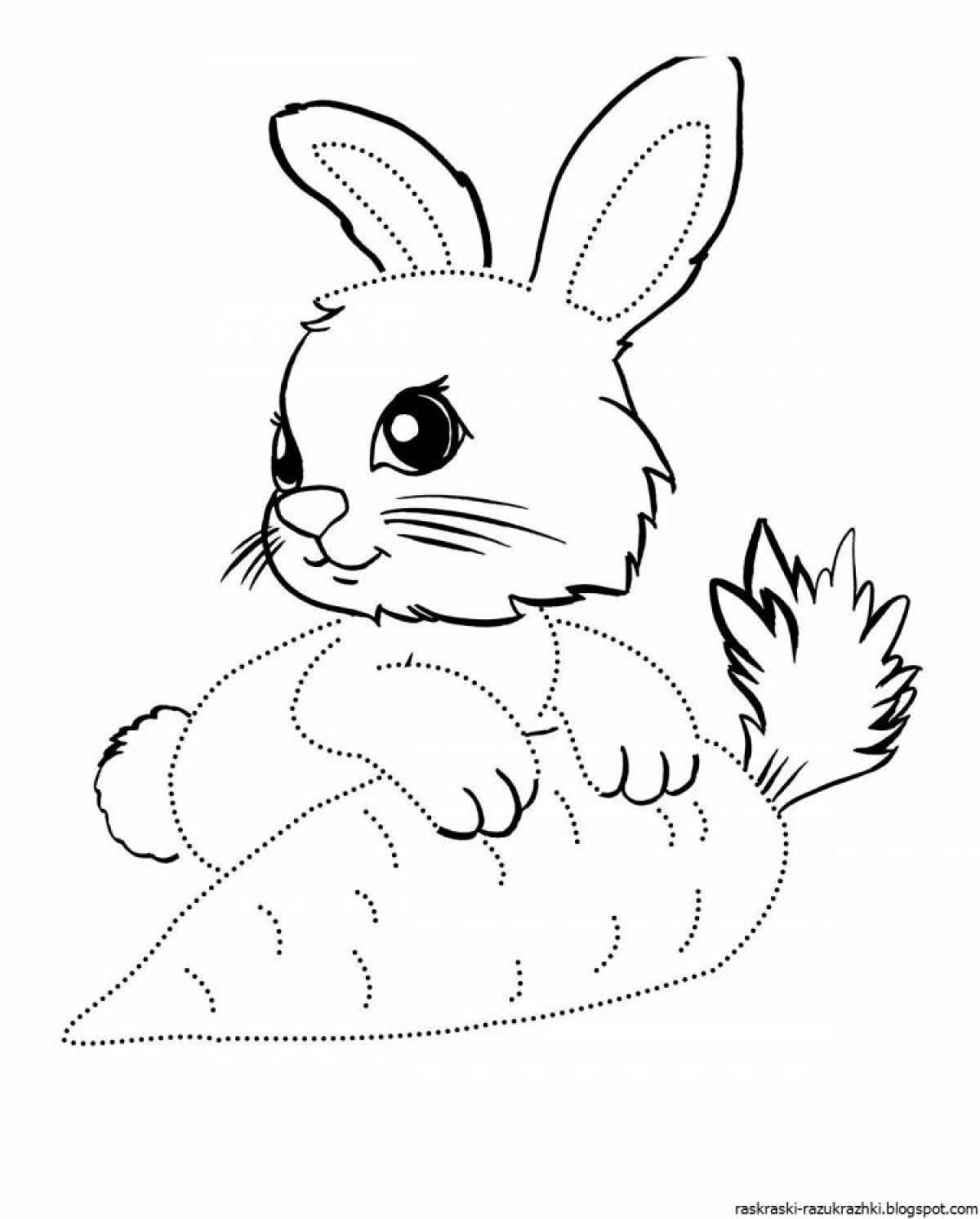 Coloring rabbit with round cheeks