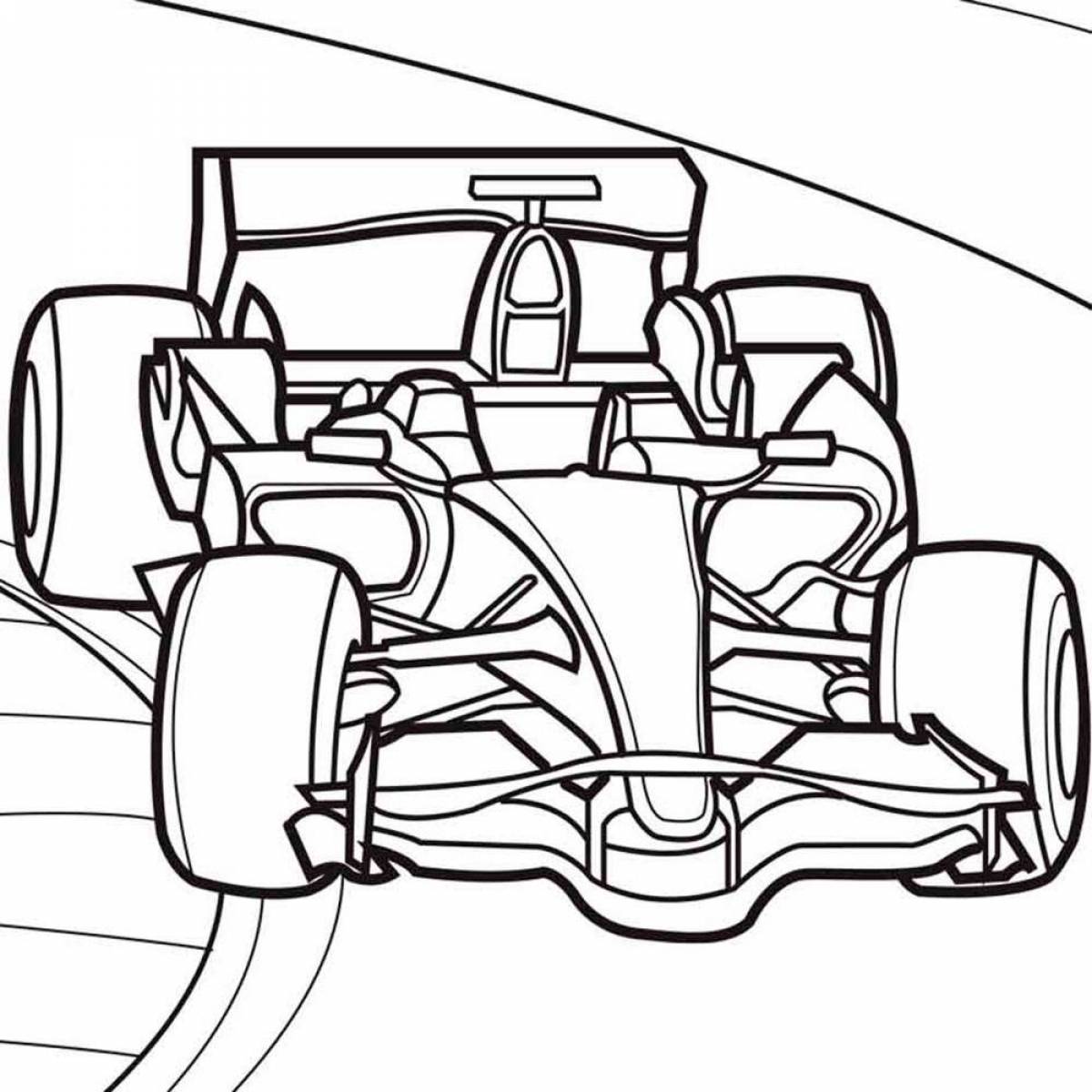 Colorful racing car coloring page