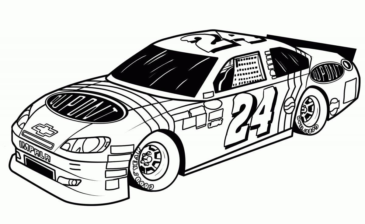 Exciting race car coloring page