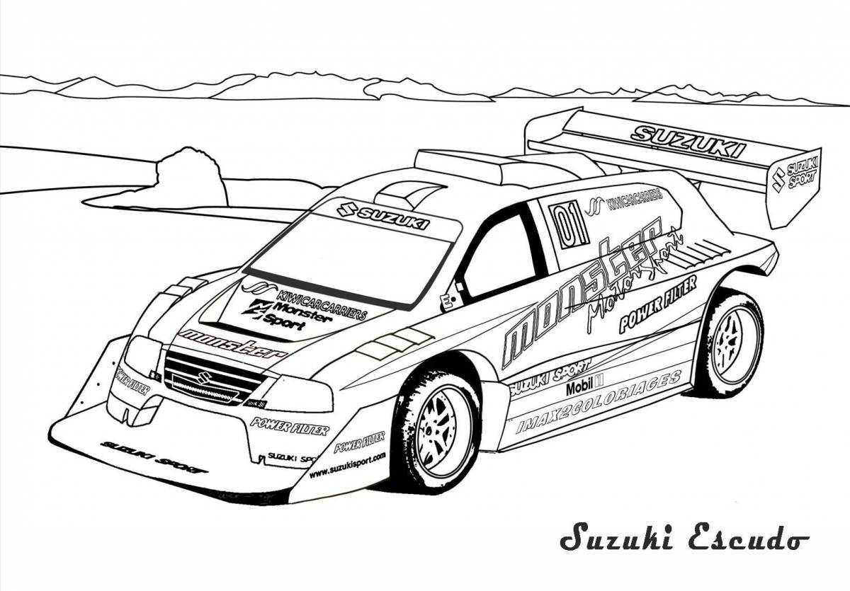 Dazzling racing car coloring page