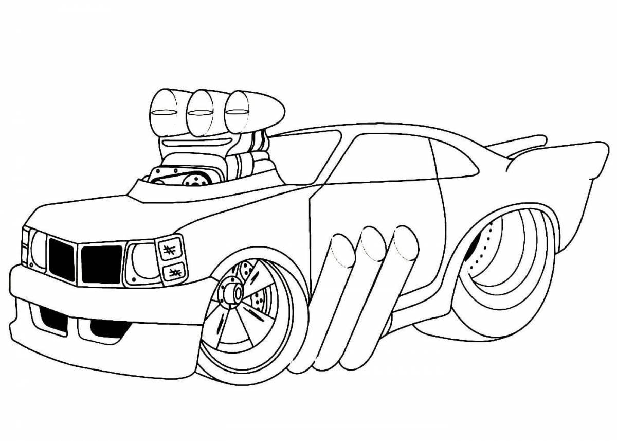 Playful racing car coloring page