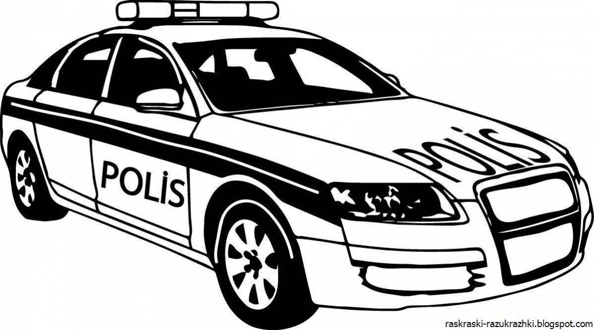 Bold police car coloring page