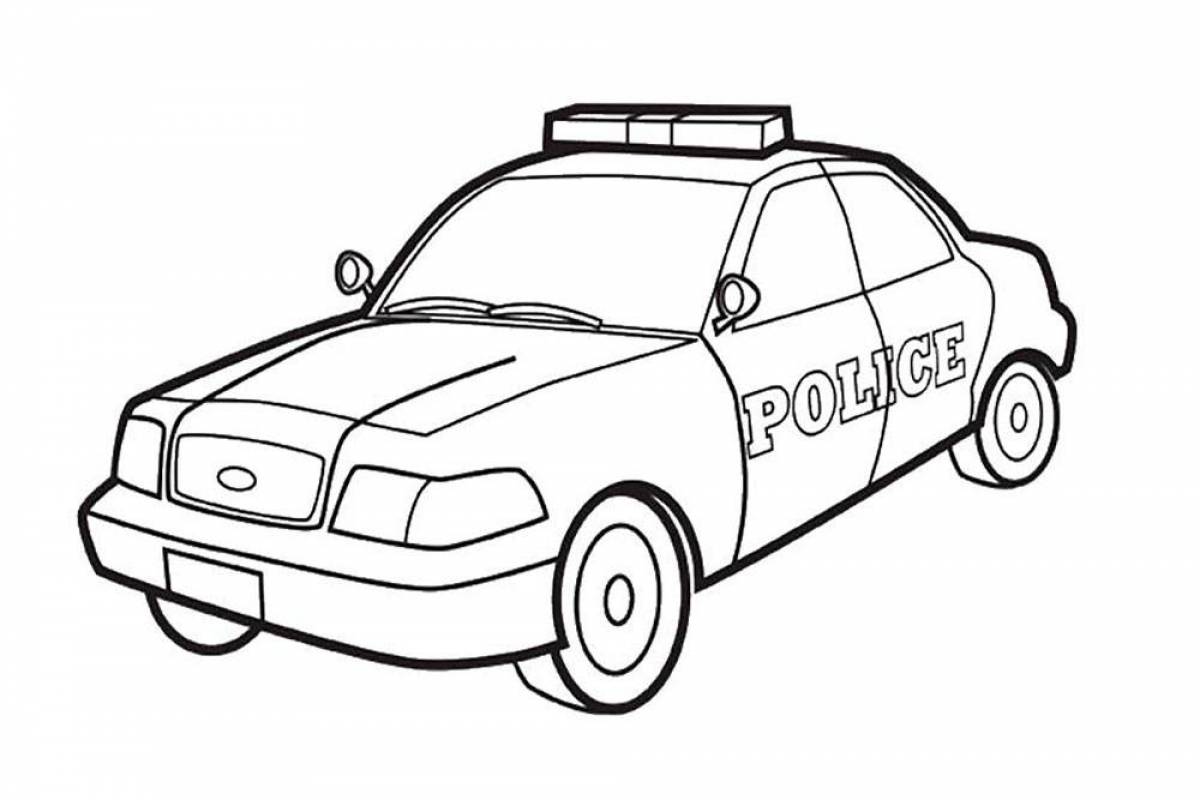 Magic police car coloring page