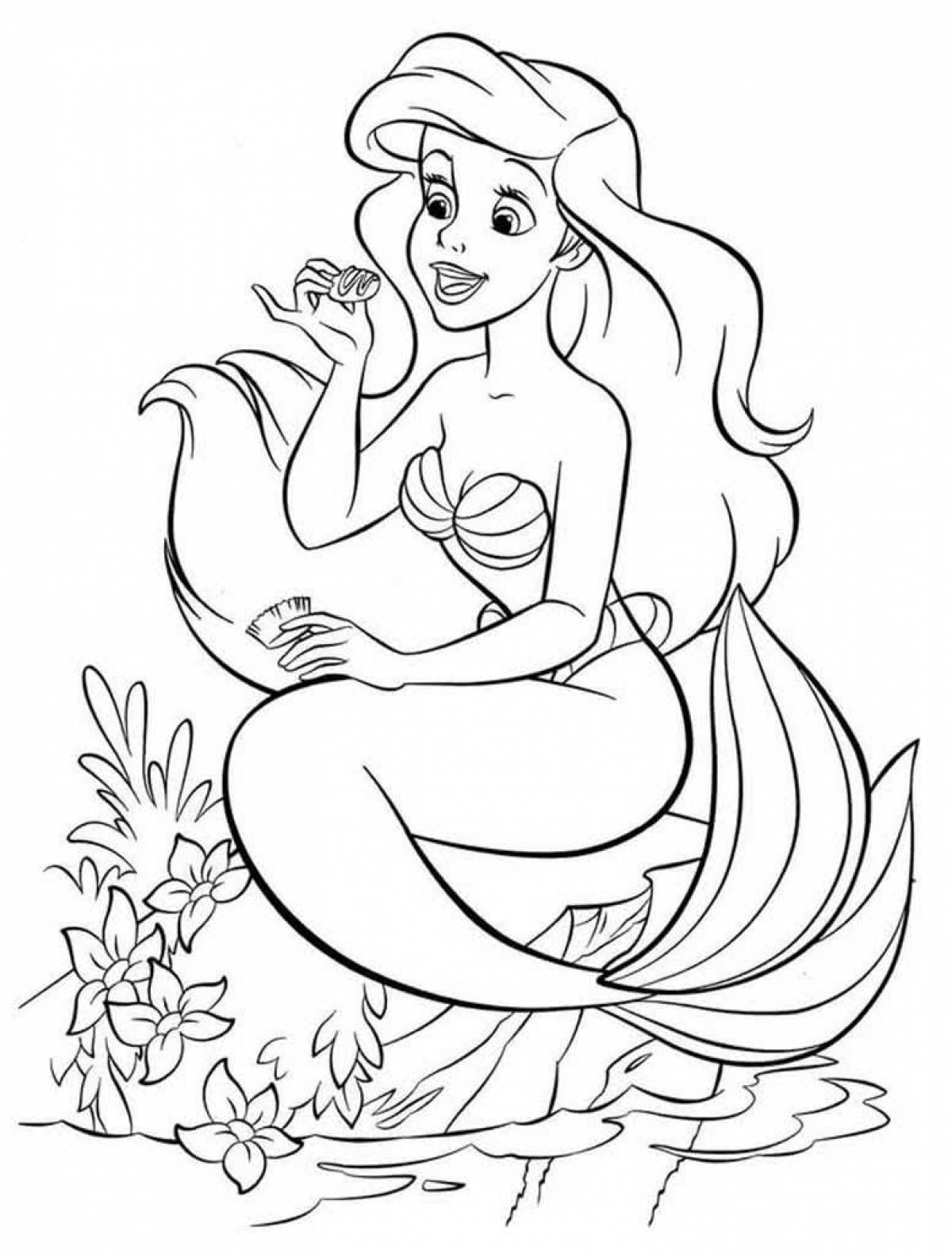 Coloring page charming mermaid