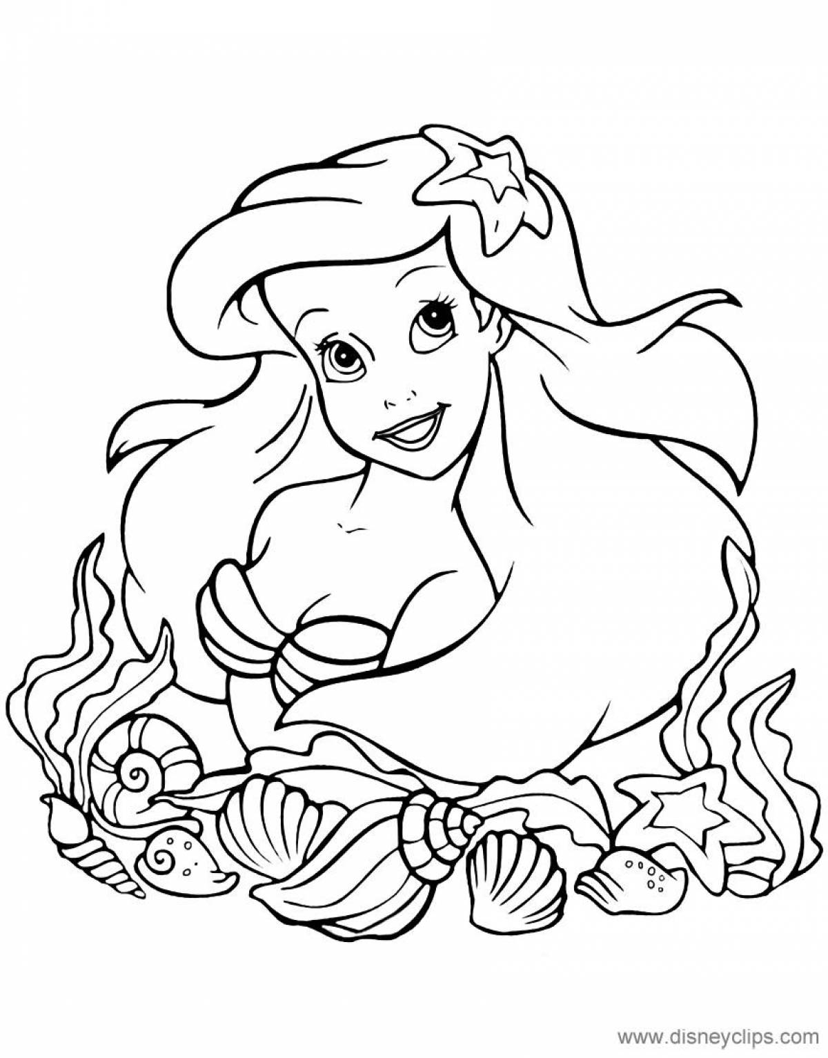 Adorable mermaid coloring page