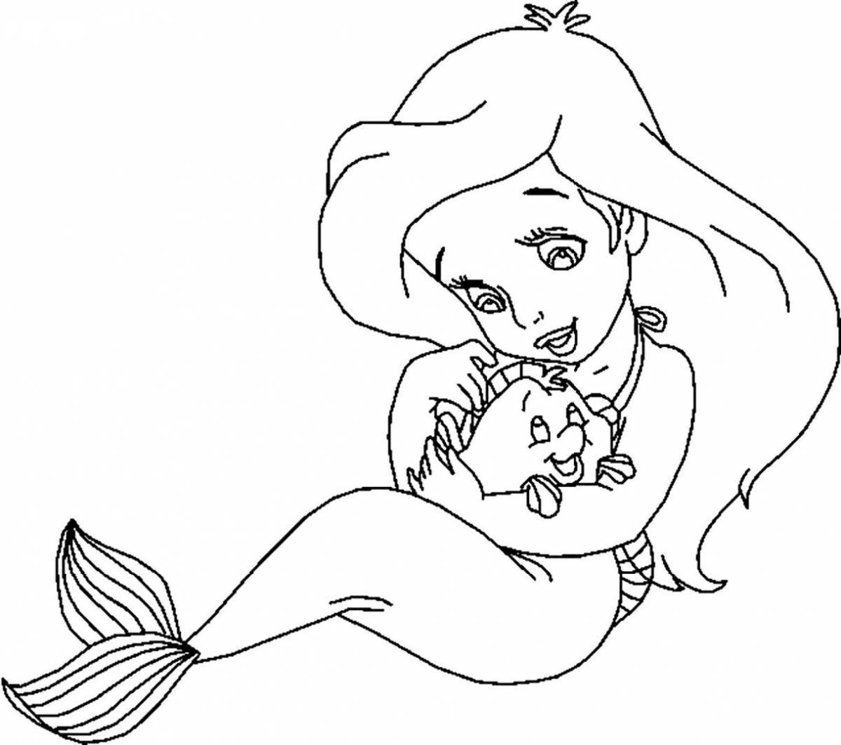 Playful mermaid coloring page