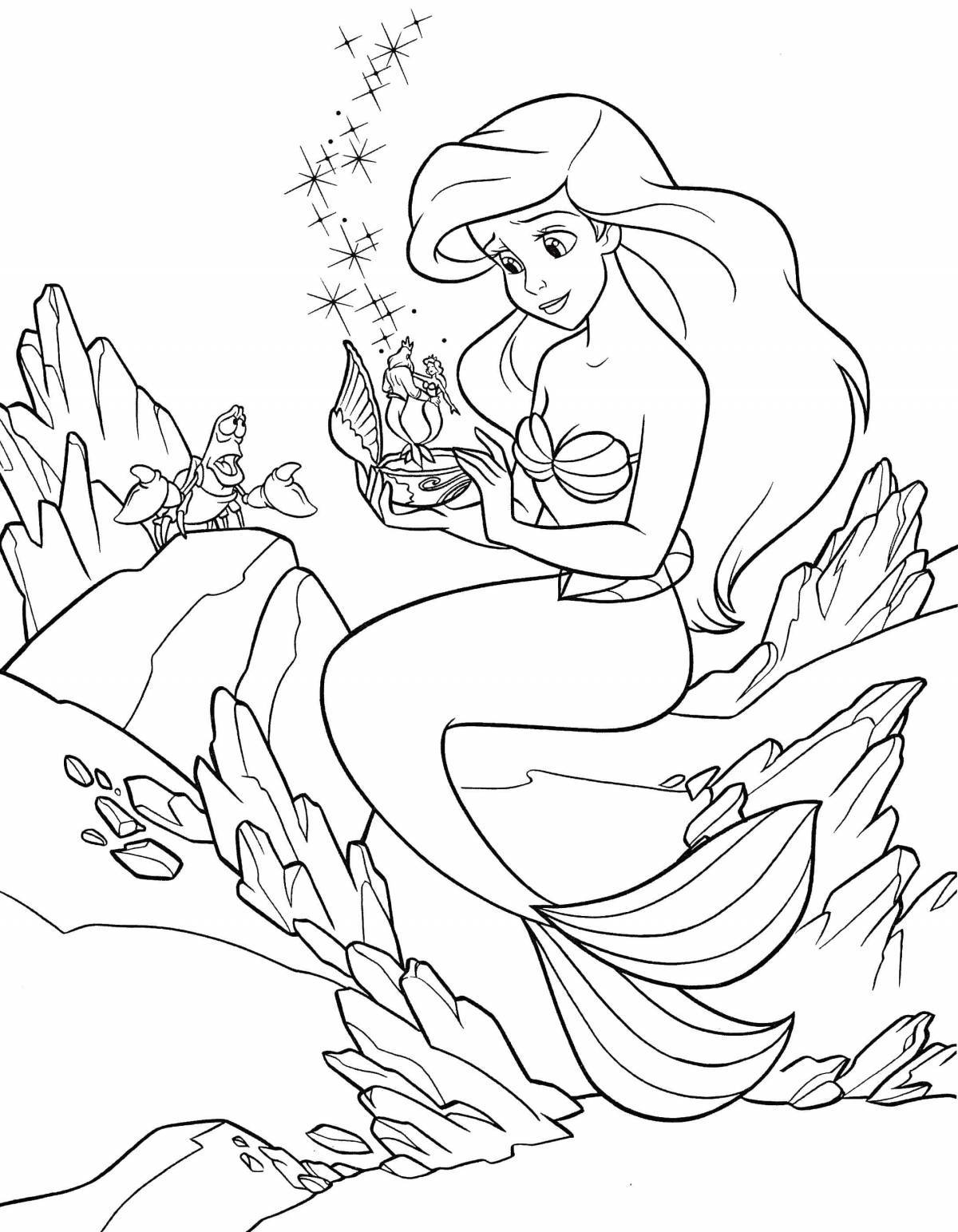 Colorful mermaid coloring page