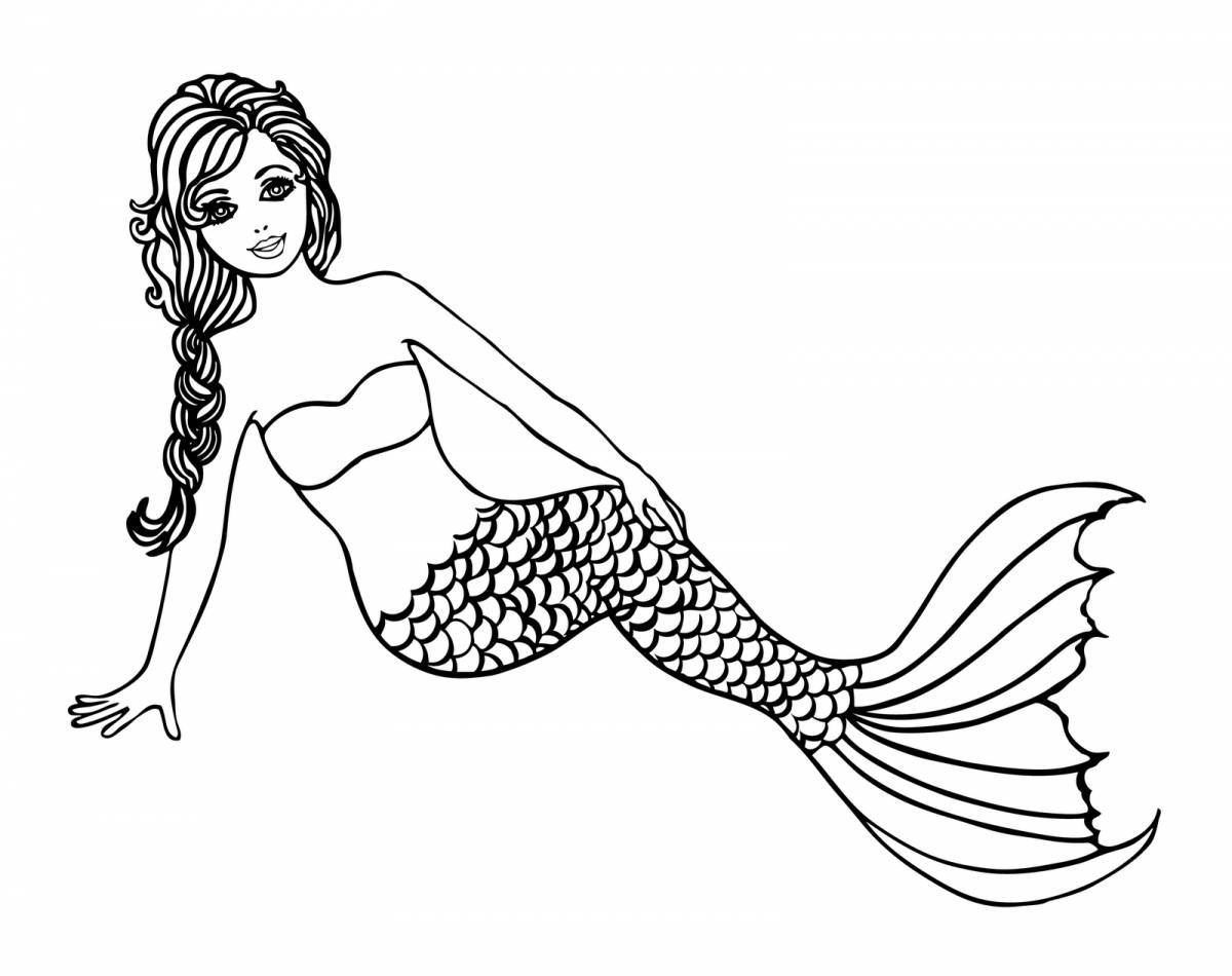 Coloring page joyful mermaid