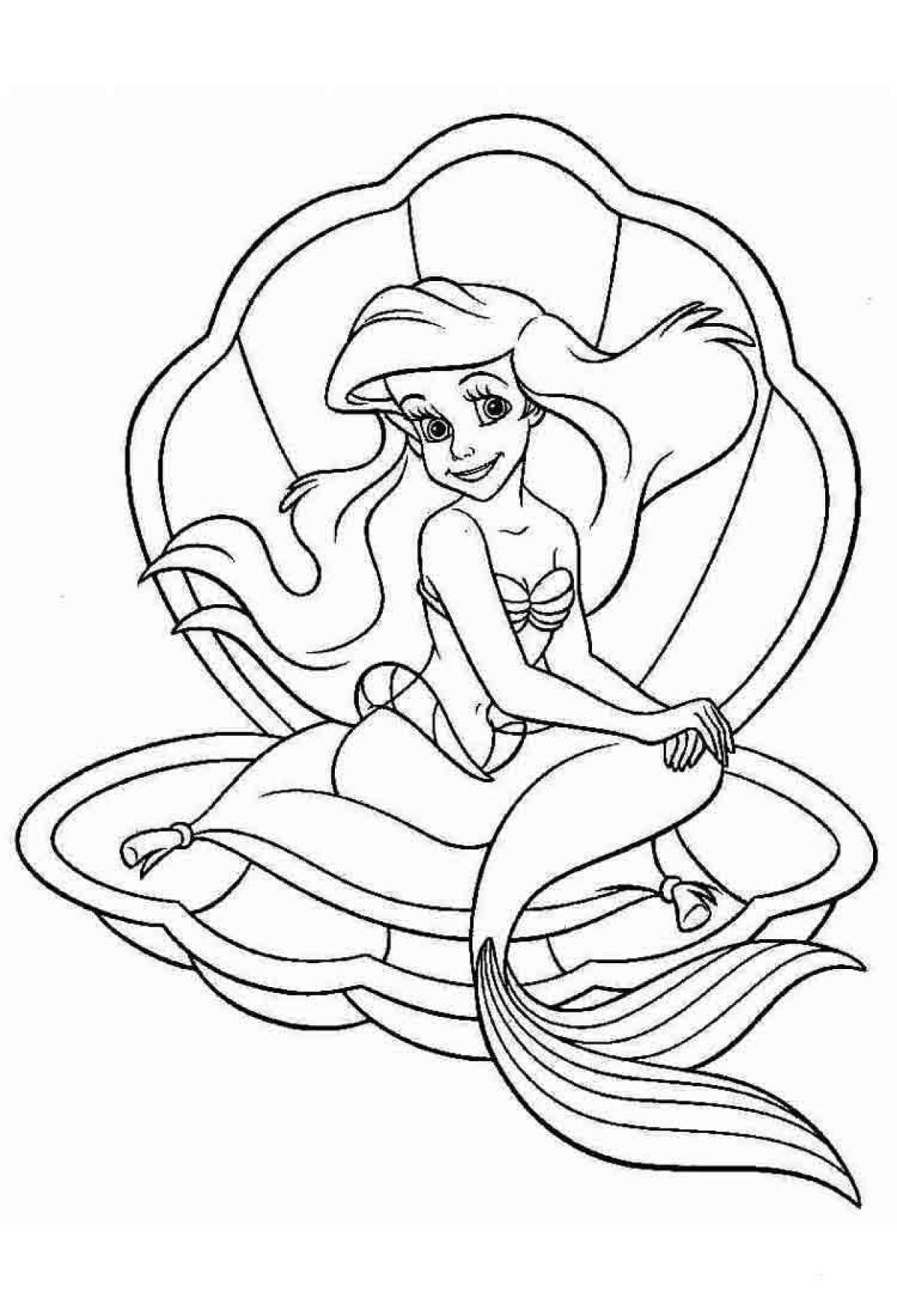 Glittering mermaid coloring page